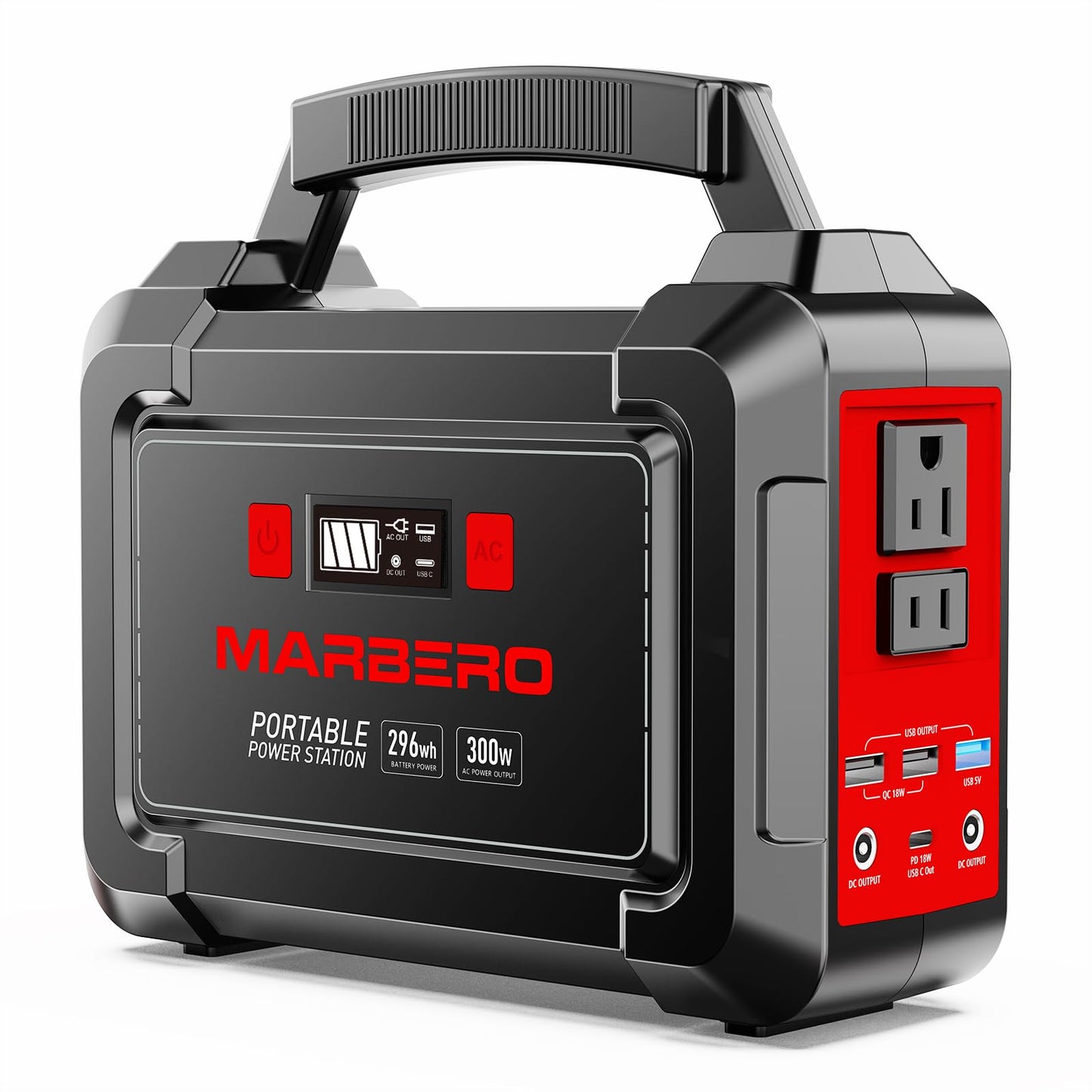 MARBERO Solar Generator 167Wh Camping Portable Power Station 200W Peak with Foldable Solar Panels 30W with AC Outlet 110V Multi-Port LED Flashlights for CPAP Home Camping Hurricane Emergency