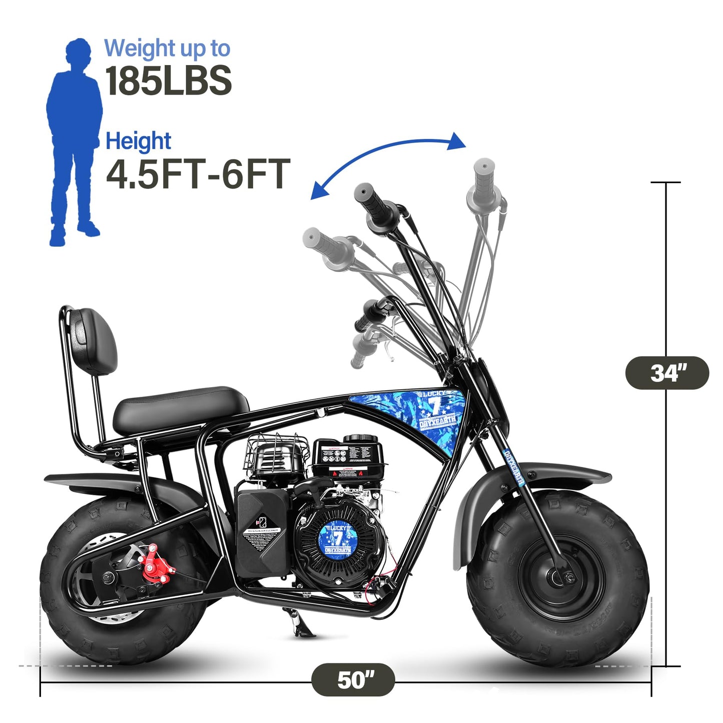 Oryxearth 99CC 4-Stroke Mini Dirt Bike, Gas Powered Off Road Dirtbike W/EPA Approved for Kids, Speed Up 24 MPH, Weight Capacity 185 LBS