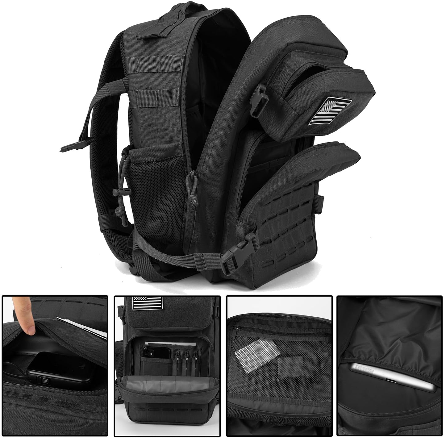 QT&QY 25L/35L/45L Military Tactical Backpack For Men Molle Daypack 3 Day Bug Out Bag Hiking Rucksack With Bottle Holder