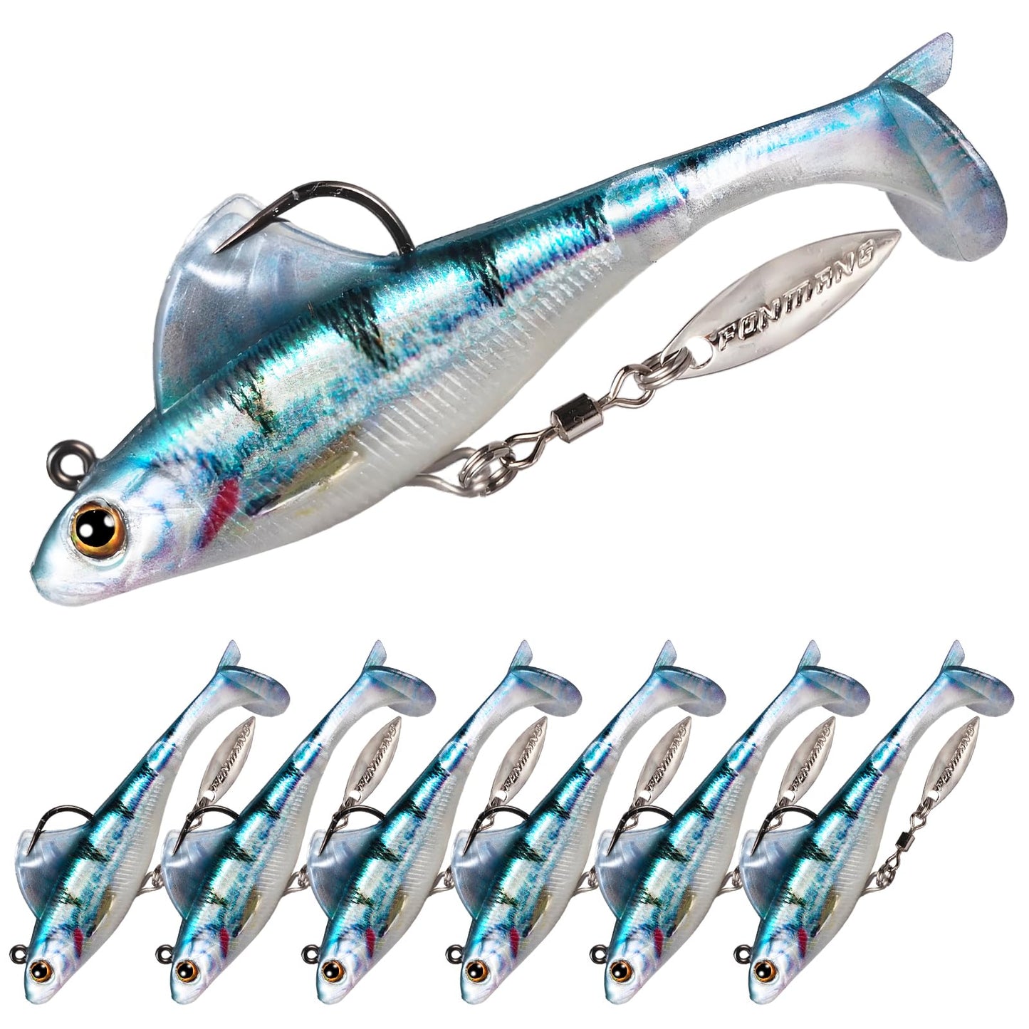 2.5/3.5In Swim Baits for Bass Fishing, Pre-Rigged Jig Heads Soft Plastic Walleye Fishing Lures, Paddle Tail Swimbaits for Bass Fishing, Fishing Bait for Freshwater Saltwater Gifts