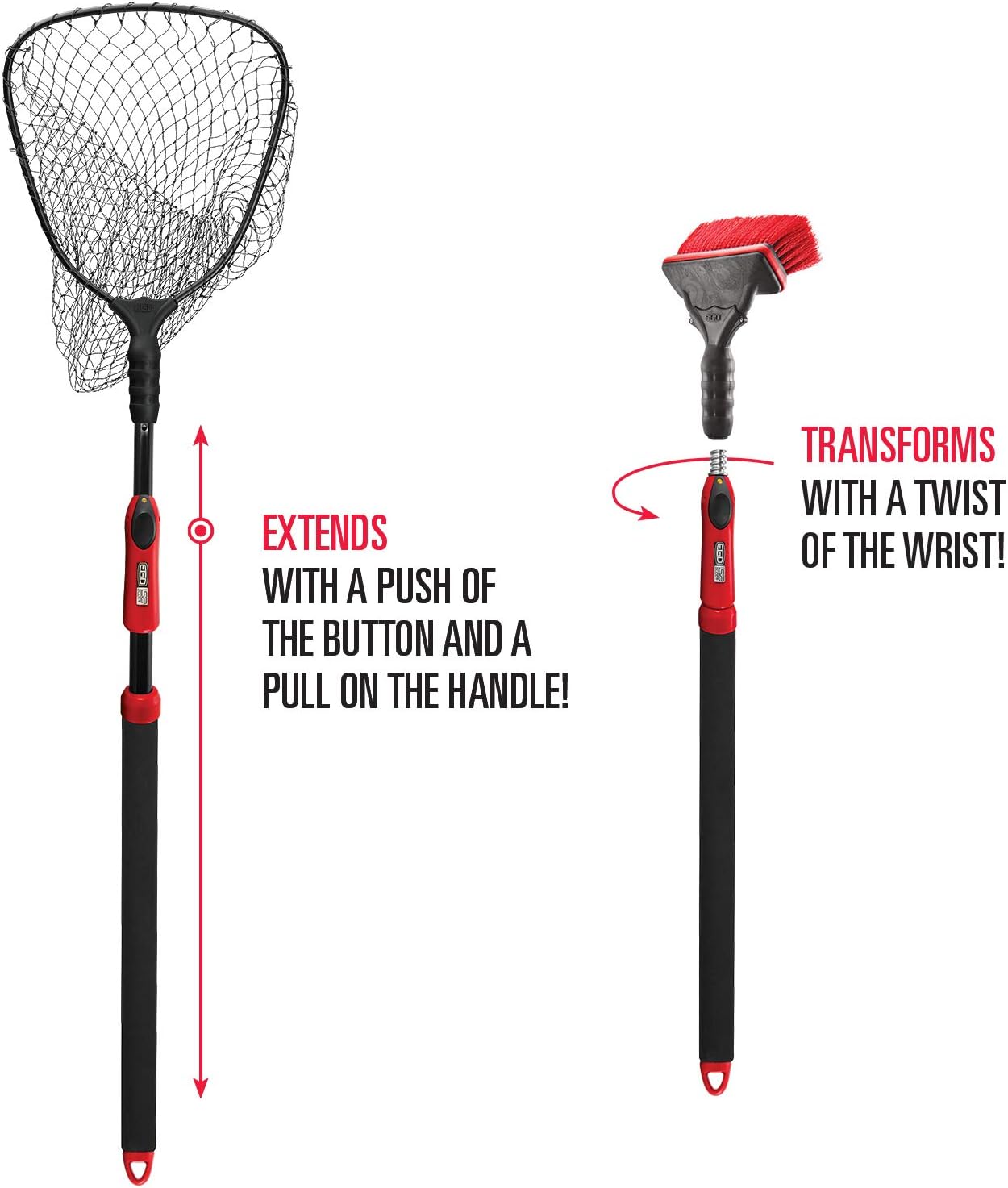Ego S2 Slider Fishing Net, Ultimate Fishermens Tool Telescoping Handle, Replaceable Head, Salt & Freshwater, 29-60" Handle, 19x21 Inch Hoop