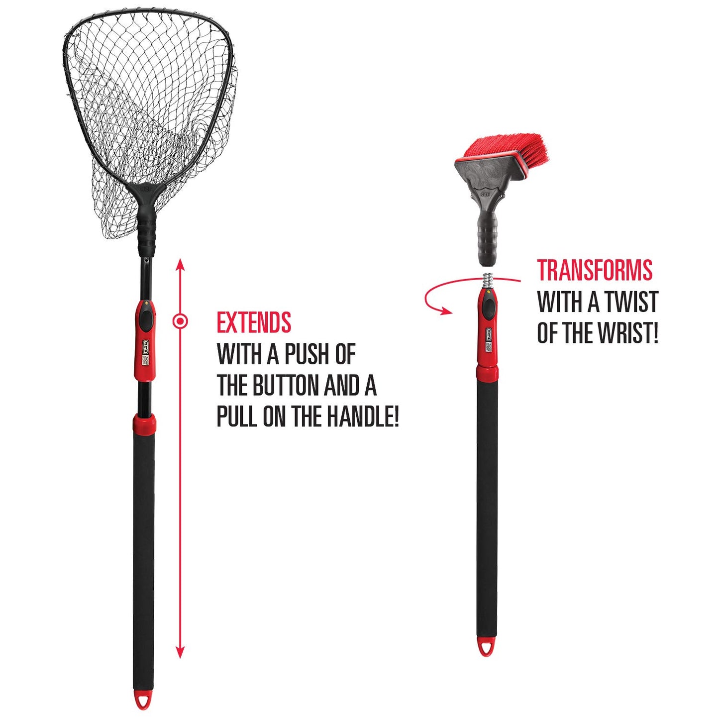 Ego S2 Slider Fishing Net, Ultimate Fishermen’s Tool Telescoping Handle, Replaceable Head, Salt & Freshwater, 18-36" Handle, 17x19 Inch Hoop