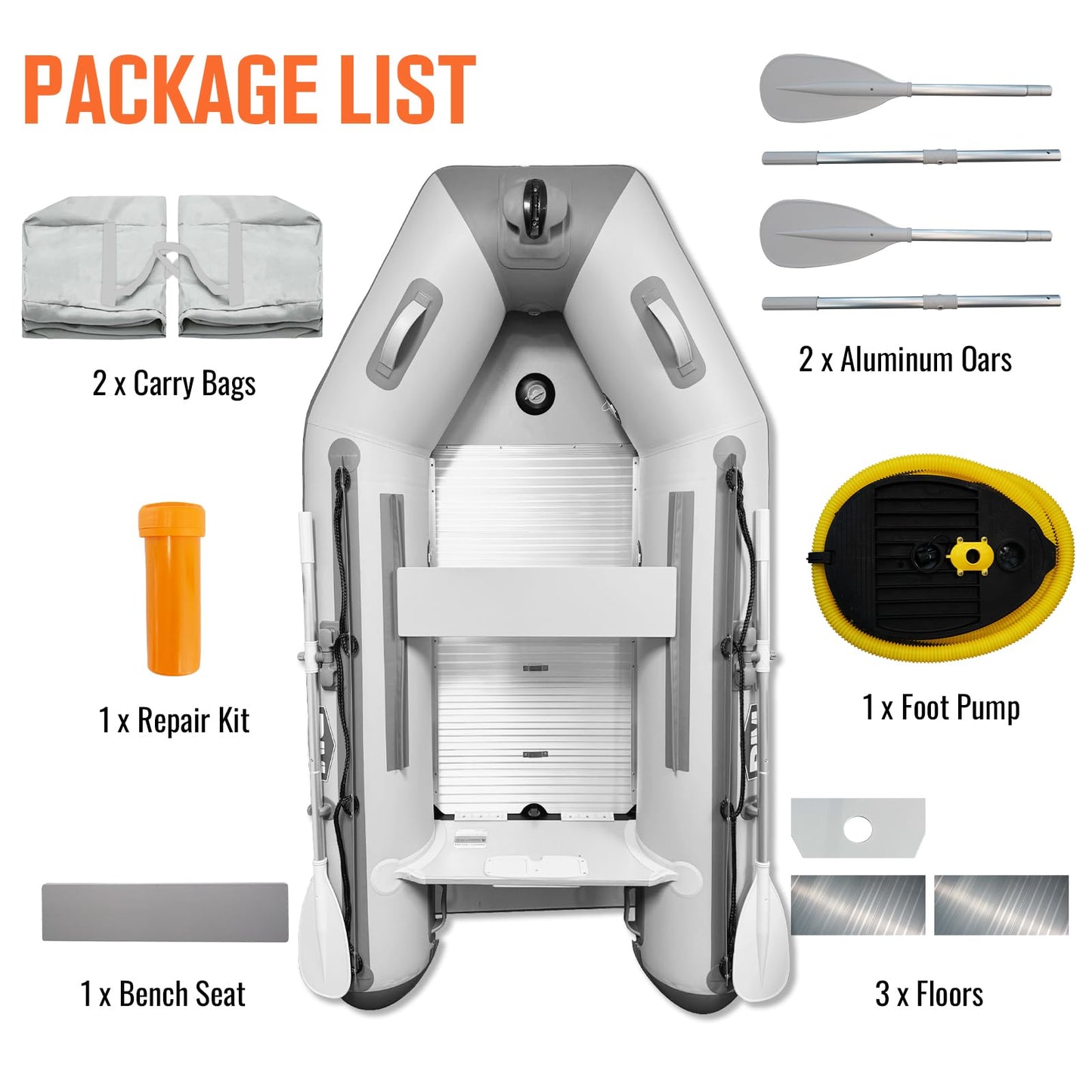 BEYOND MARINA Inflatable Dinghy Boat - 3-5 Person Inflatable Boat for Adults Heavy Duty Dinghies with Aluminum Oars, Floor Panels