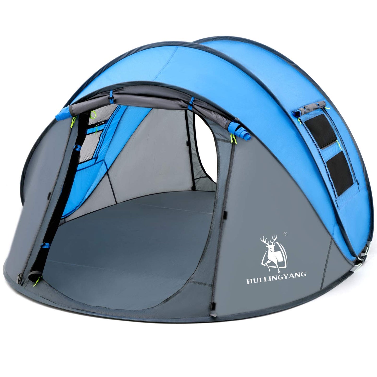 4 Person Easy Pop Up Tent,9.5’X6.6’X52'',Waterproof, Automatic Setup,2 Doors-Instant Family Tents for Camping, Hiking & Traveling