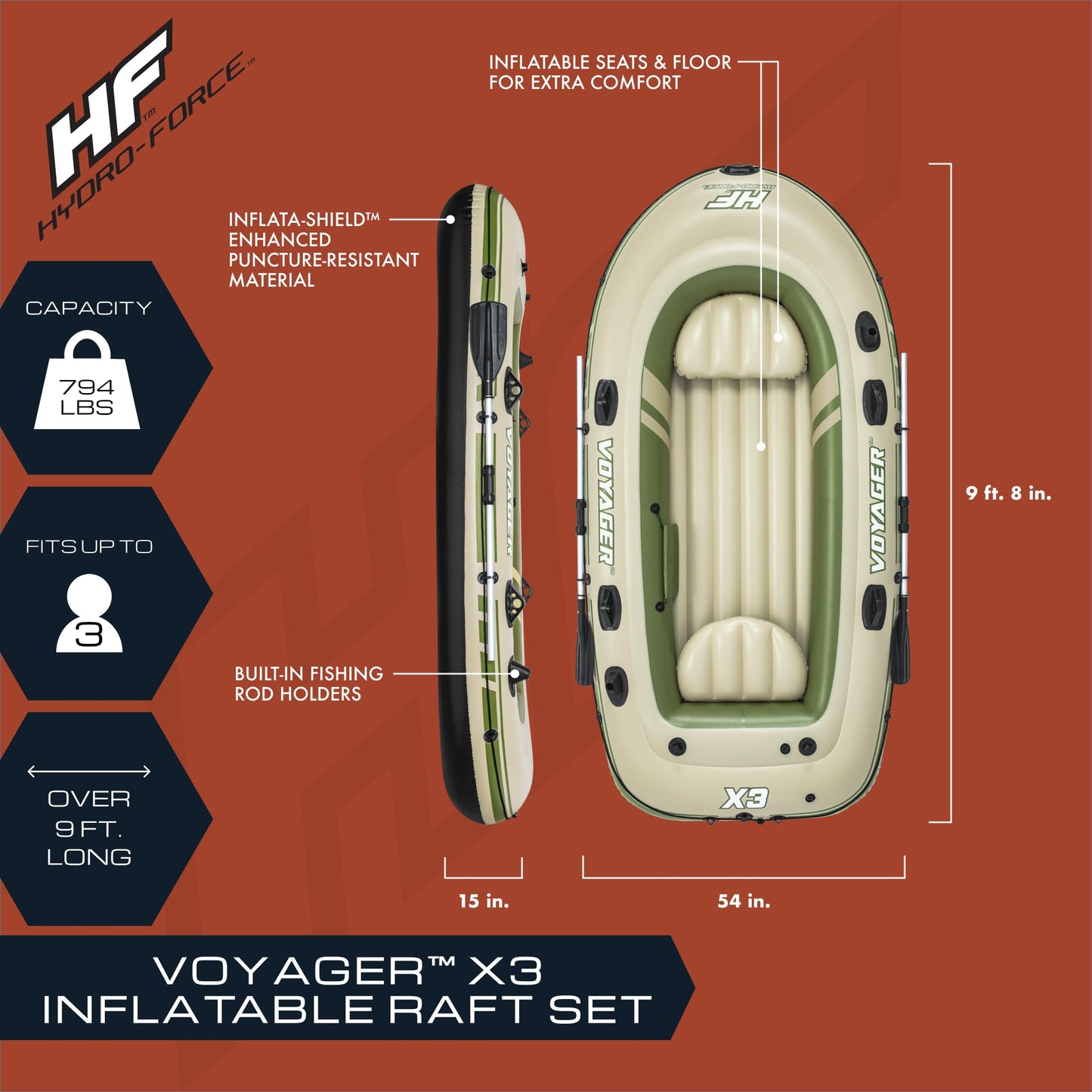 Bestway Hydro-Force Inflatable Raft Set | Inflatable Boat for Kids and Adults | Great for Ponds, Lakes, Rivers