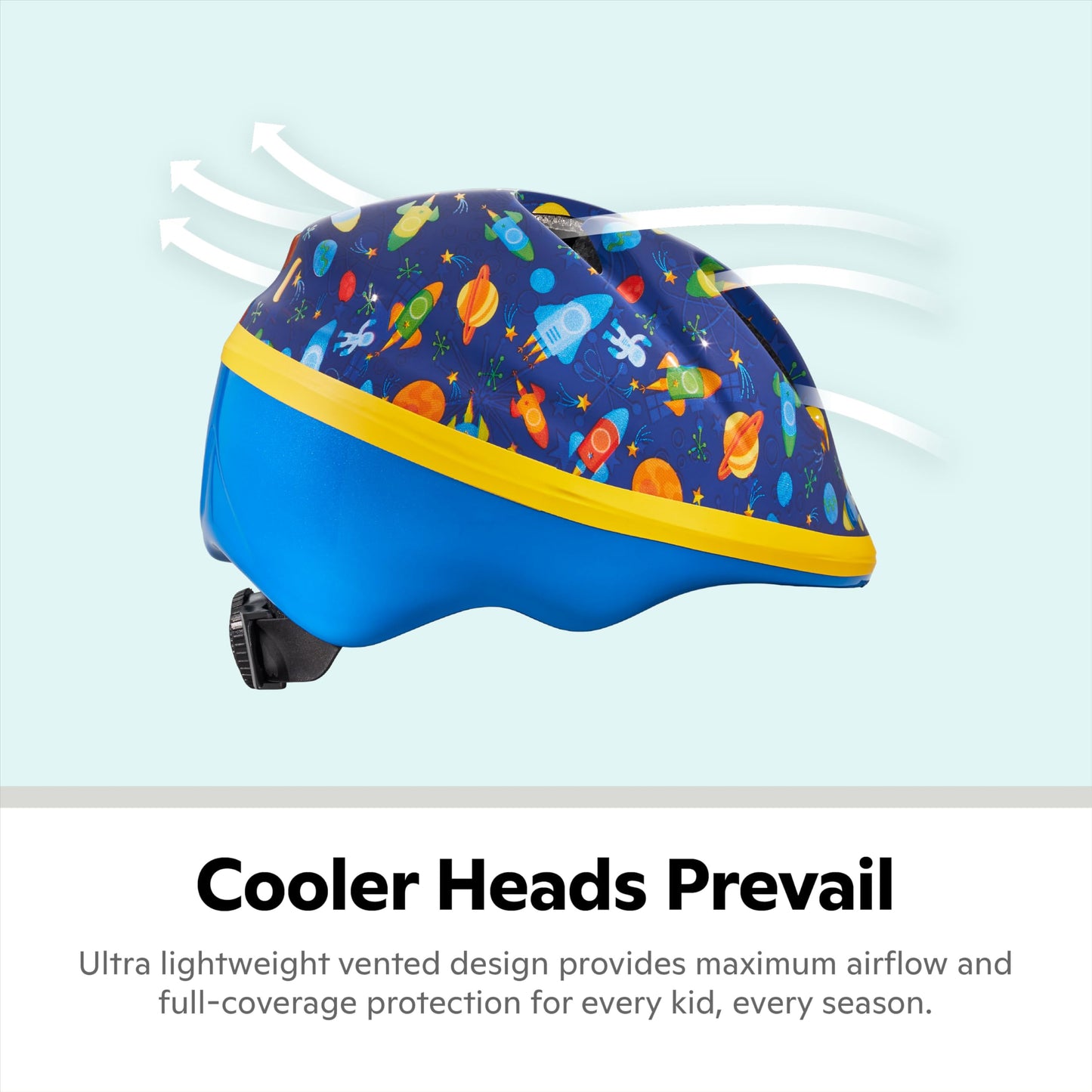 Schwinn Classic Bike Helmet for Kids, Blue Space Design, 44-50 cm Helmet for Kids Ages 1-3, Ultra Lightweight, Adjustable Dial, Full Coverage with Vented Airflow, Infant and Toddler Bike Helmet