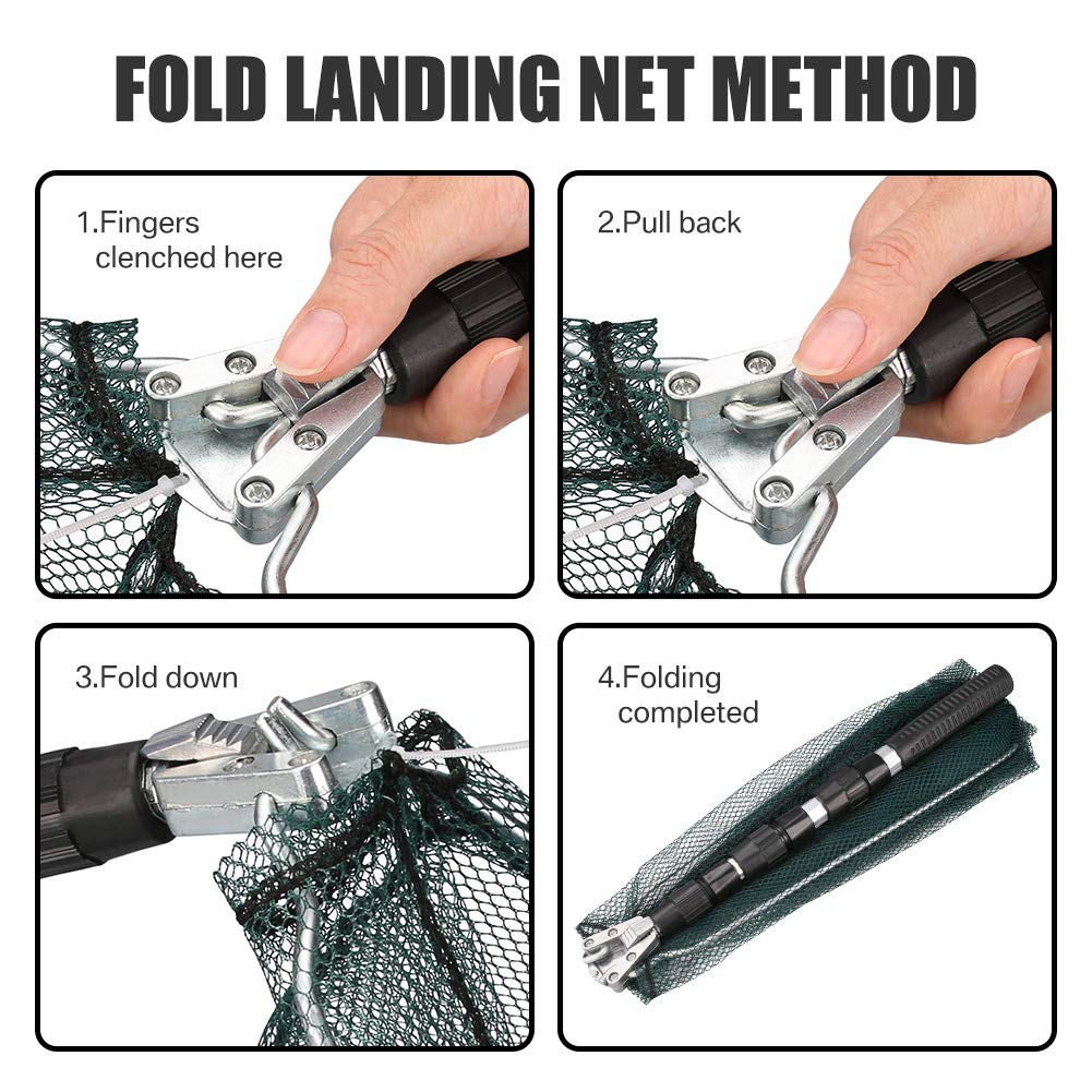 Yeahmart Fishing Net Minnow Nets with Aluminum Collapsible Telescopic Fishing Pole Handle and Nylon Mesh, Small Fishing Landing Net for Saltwater Freshwater, Kids, Men, Women, Extends to 21-75 inch