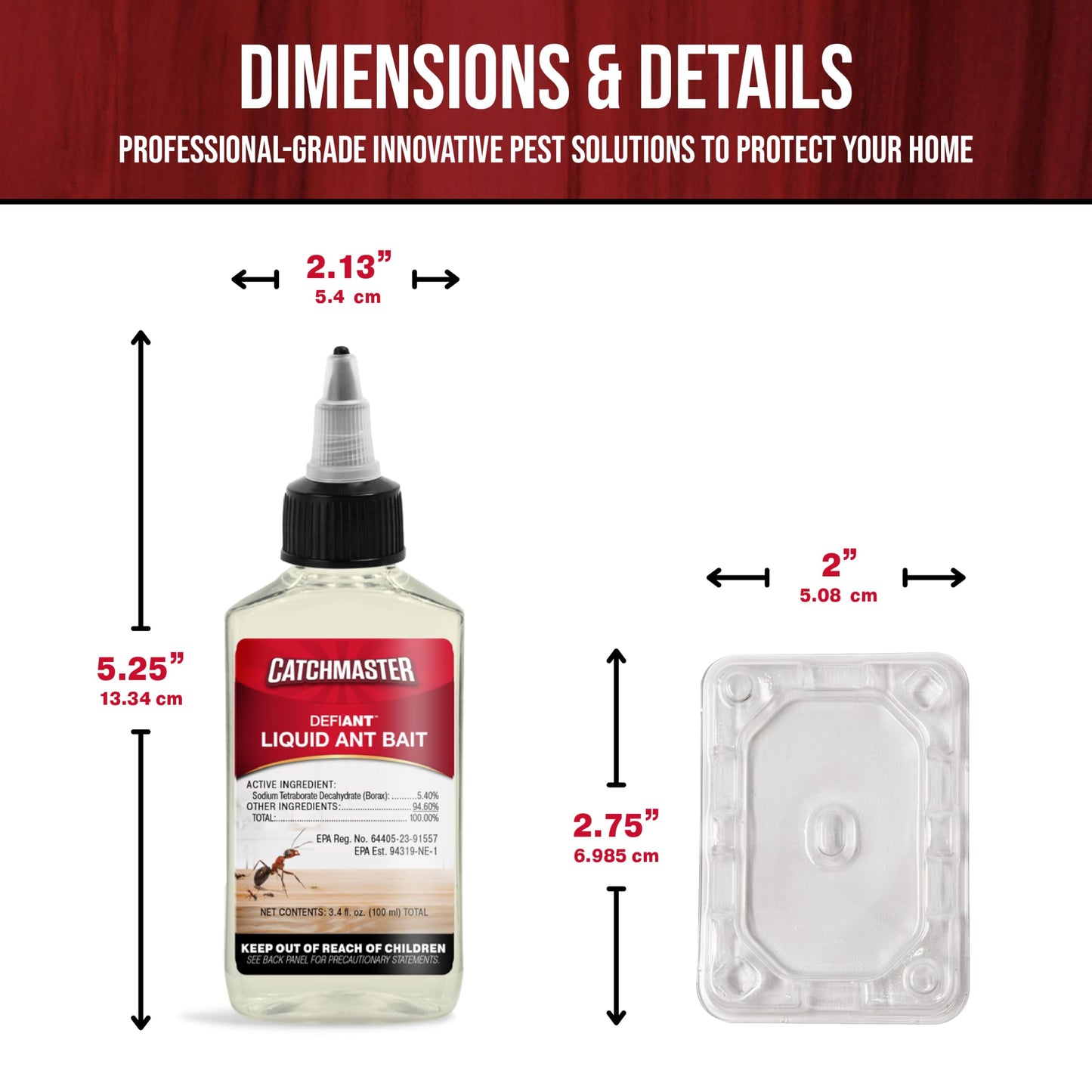 Catchmaster DefiANT Liquid Ant Killer Indoor (50 uses) + 4 Reusable Liquid Ant Bait Stations (2 Stacked), Multi-Surface Pest Control Traps for Home & Outdoor, Reduce & Remove Colonies, American Made