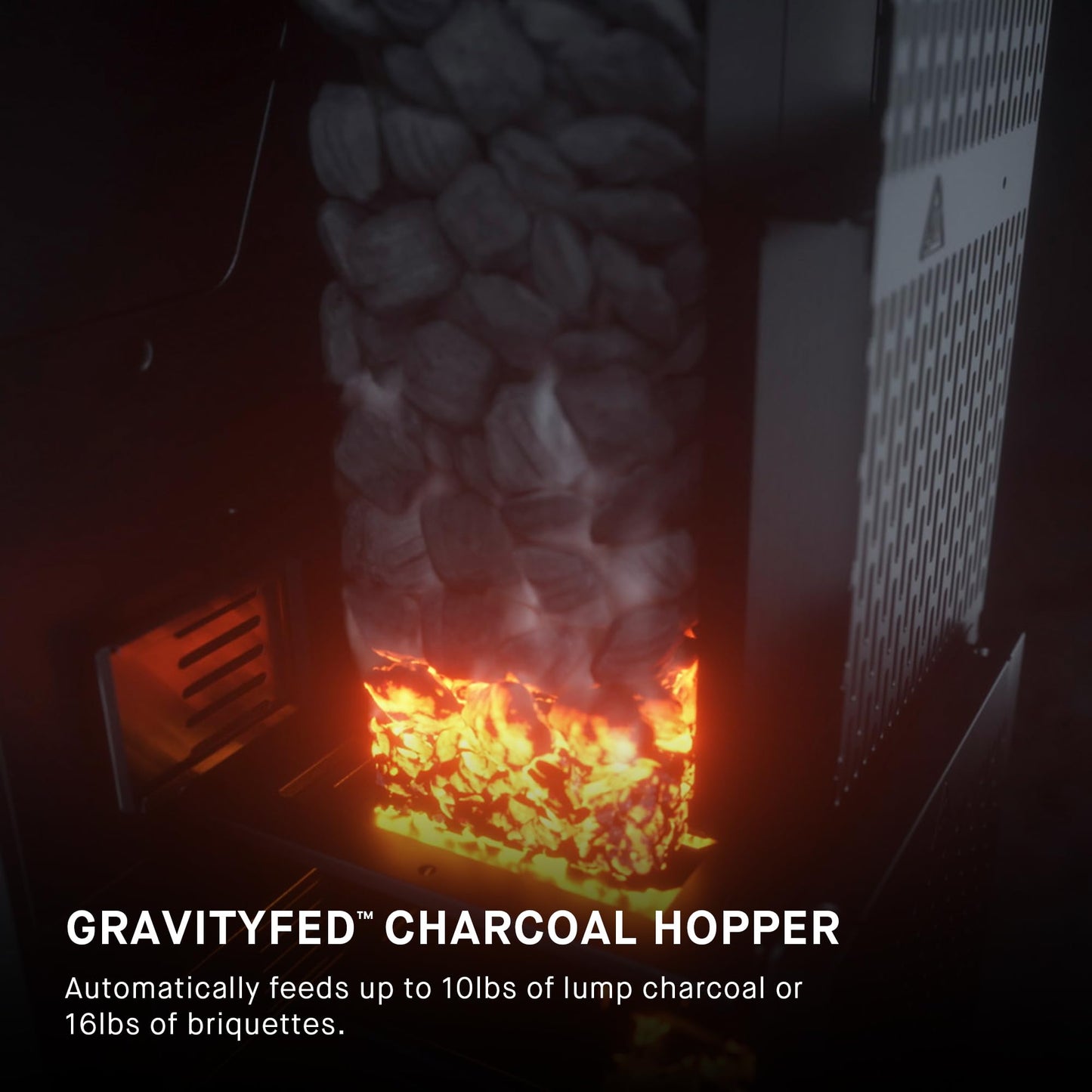 Masterbuilt® Gravity Series® 600 Digital Charcoal Grill and Smoker,WiFi Technology, GravityFed™ Charcoal Hopper, 600 Cooking Sq. Inches, Reversible Smoke&Sear Cast Iron Grates, Black, Model MB20041023