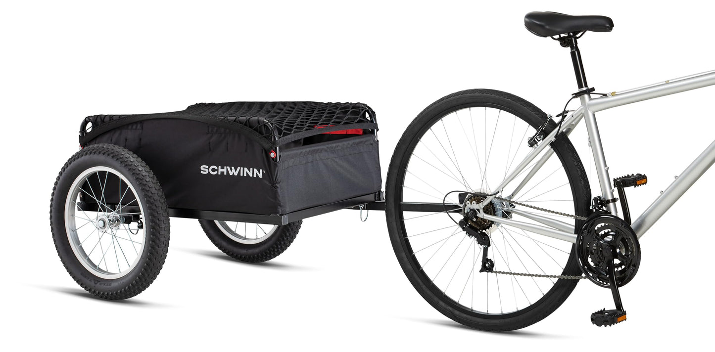 Schwinn Porter Bike Cargo Trailer, Holds up to 100 lb, Universal Coupler, Folding Frame, Quick-Release Wheels, 16-Inch Air-Filled Tires, Interior D-Rings, Schwinn Bike Trailer for Carrying Cargo