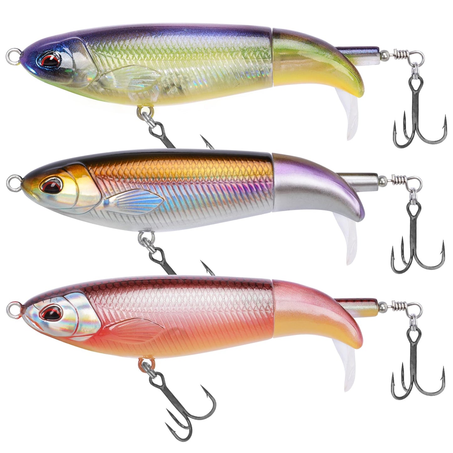 TRUSCEND PoPobait Plopper with BKK Hooks, Top Water Fishing Lures for Bass Walleye Pike Catfish Musky Perch, Floating Lure for Freshwater or Saltwater, Amazing Teasers Fishing Gifts for Family Fishing