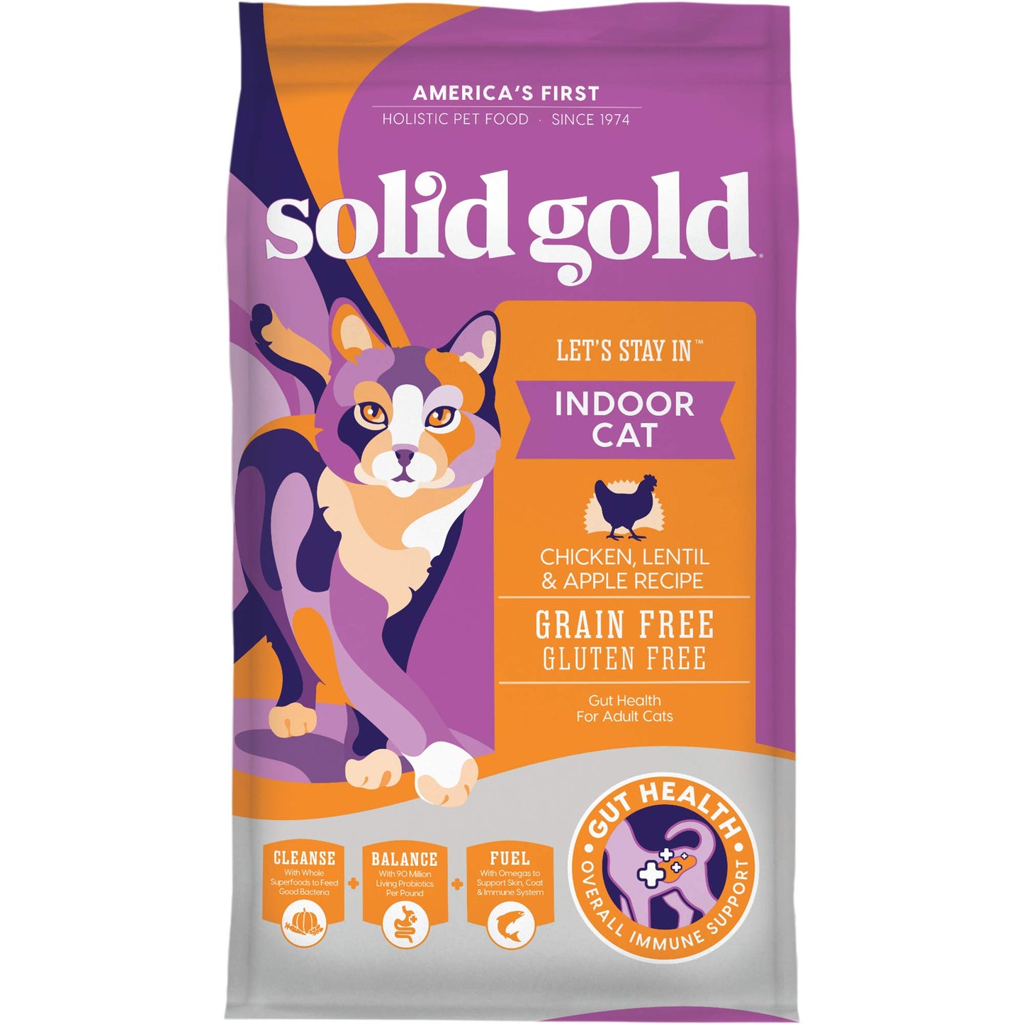 Solid Gold High Protein Dry Cat Food - Grain Free & Gluten Free Chicken Cat Dry Food w/Probiotics for Gut Health & Digestion - High Fiber & Omega 3 - Low Carb Superfood Kibble for Cats All Ages - 6LB