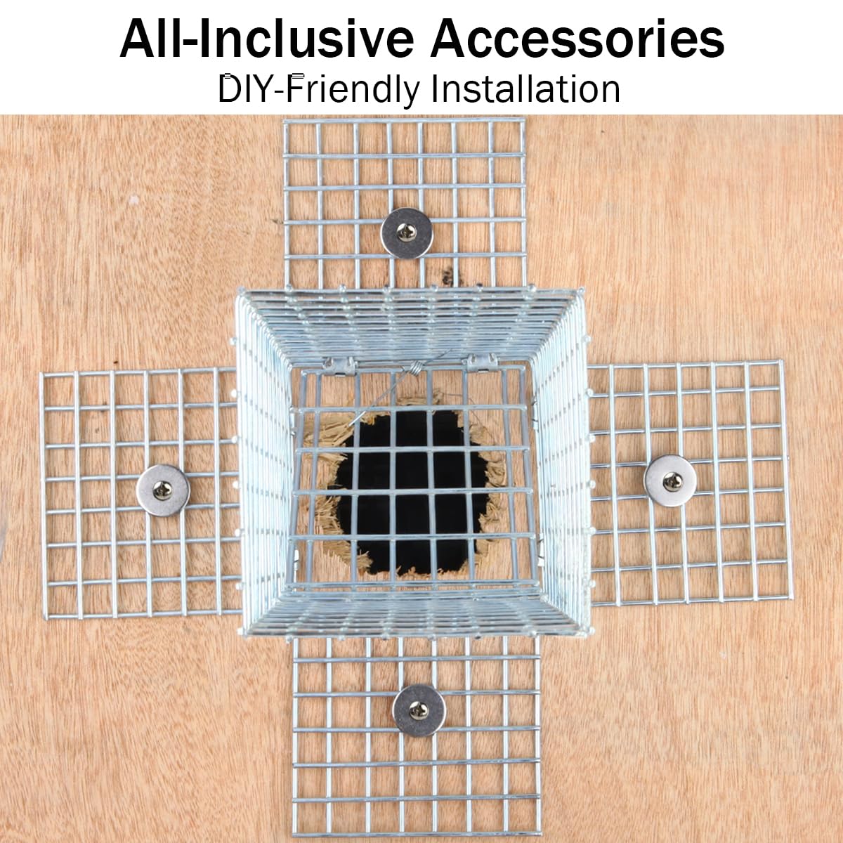 One Way Squirrel Door Excluder, 3.5 x 3.5 inch Opening, Humane One-Way Door for Removing Squirrels, Chipmunks, Includes DIY Installation Kit