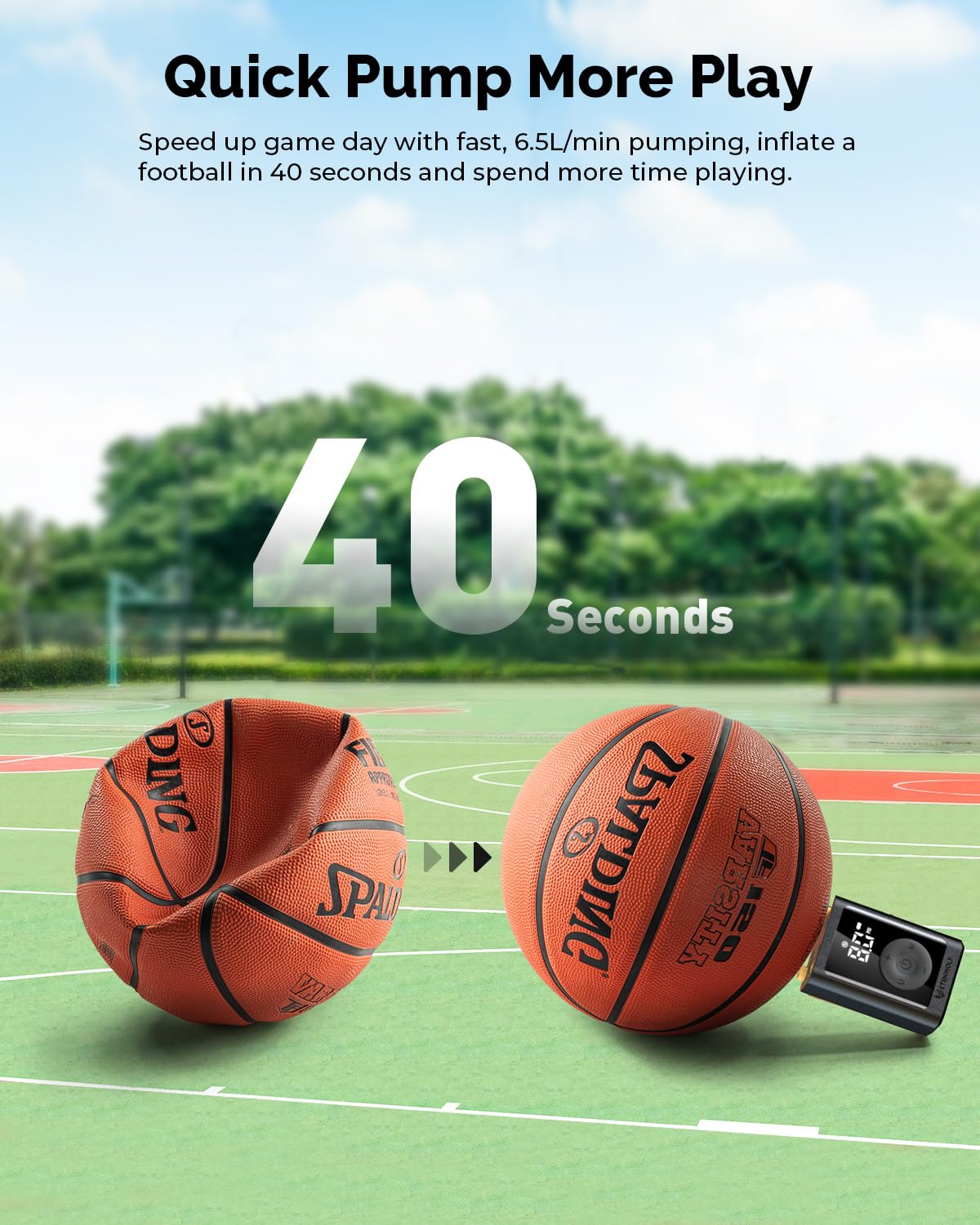 ETENWOLF Electric Ball Pump Inflation & Deflation 2-17 PSI, Basketball Pump with Precise Pressure Gauge, Rechargeable Air Pump for Balls, Soccer Ball Air Pump, Deep Black