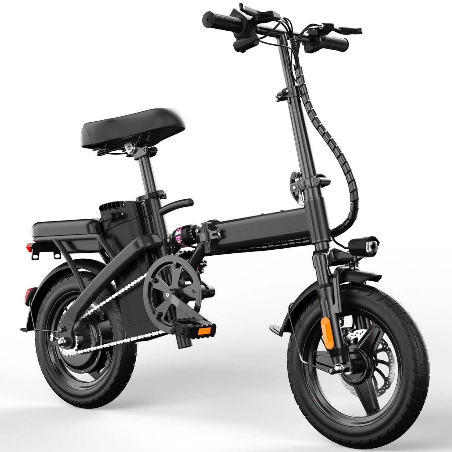 Folding Electric Bike for Adults and Teens, 14" Foldable E-Bike with 500W Motor, Commuter Mini Ebike with 48V Removable Battery UL 2849 Certified, Electric Bicycle with 25 Miles PAS Range (Black)
