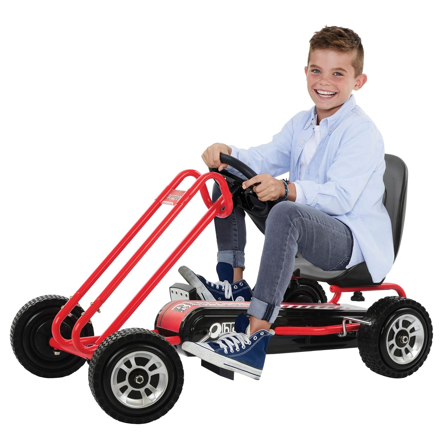 hauck Kids Pedal Go Kart, 4 Wheel Bike Cart, Ages 4-8, Lightning Ride, Race Green