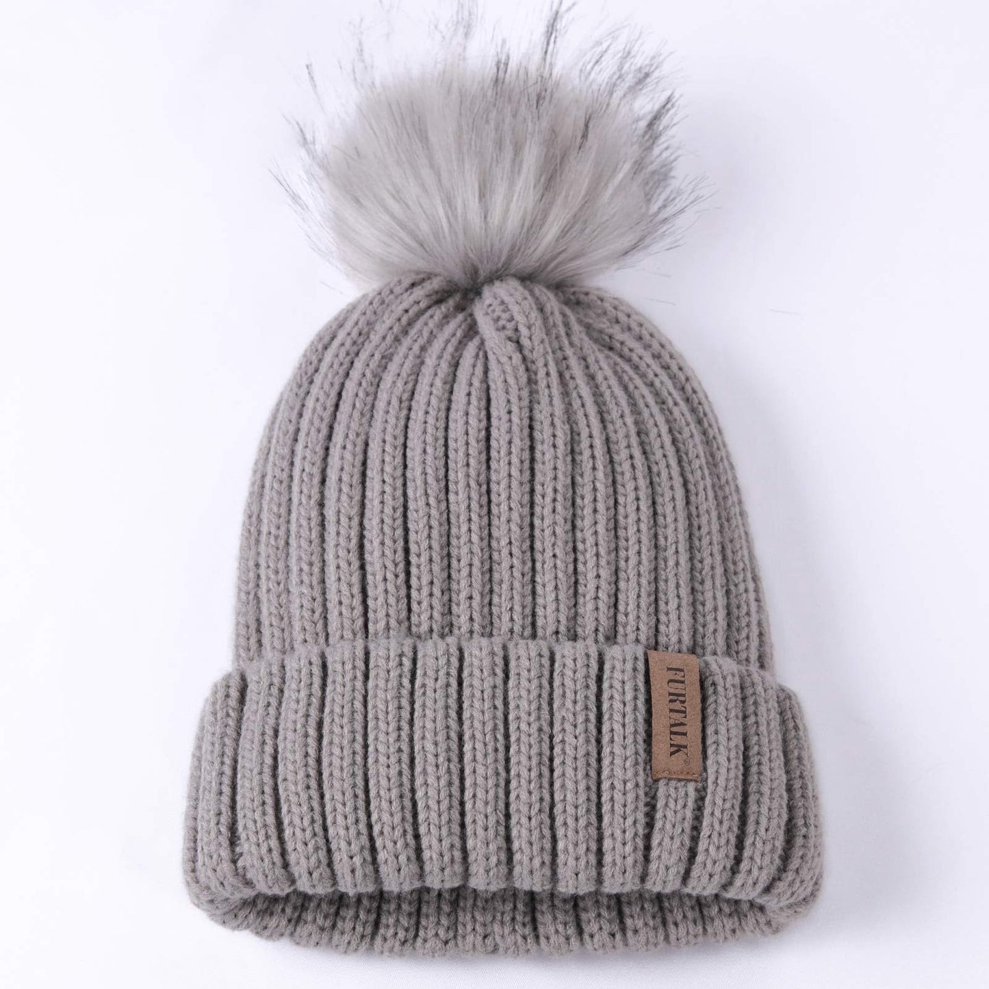 FURTALK Womens Winter Knitted Beanie Hat with Faux Fur Pom Warm Knit Skull Cap Beanie for Women