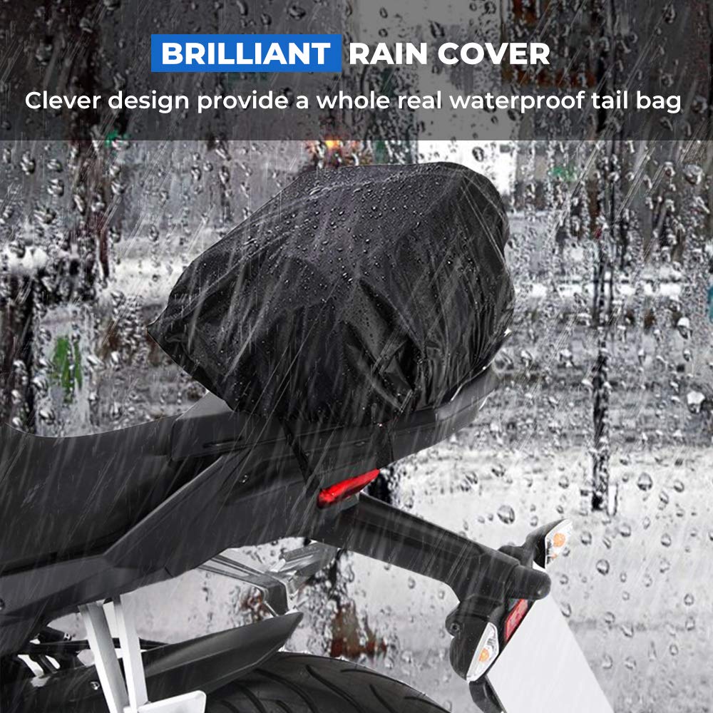 KEMIMOTO Motorcycle Tail Bag, Dual Use Motorcycle Rear Seat Bag with Waterproof Rain Cover, 22L-34L Expandable Motorbike Helmet Bag Luggage Storage Backpack with 6 straps