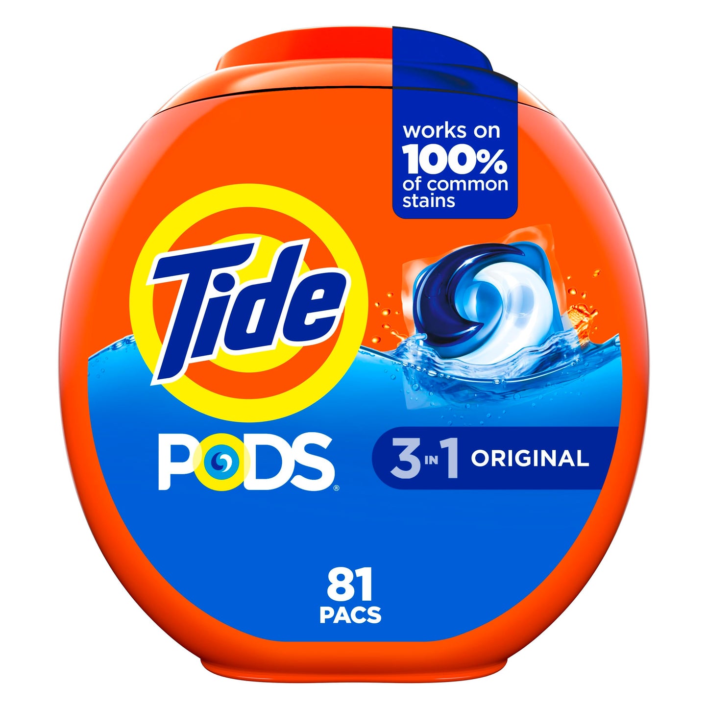 Tide PODS Laundry Detergent Pacs, 3-in-1 Stain Remover, Odor Fighter, Color Protector, 112 Count, HE compatible, Original Scent