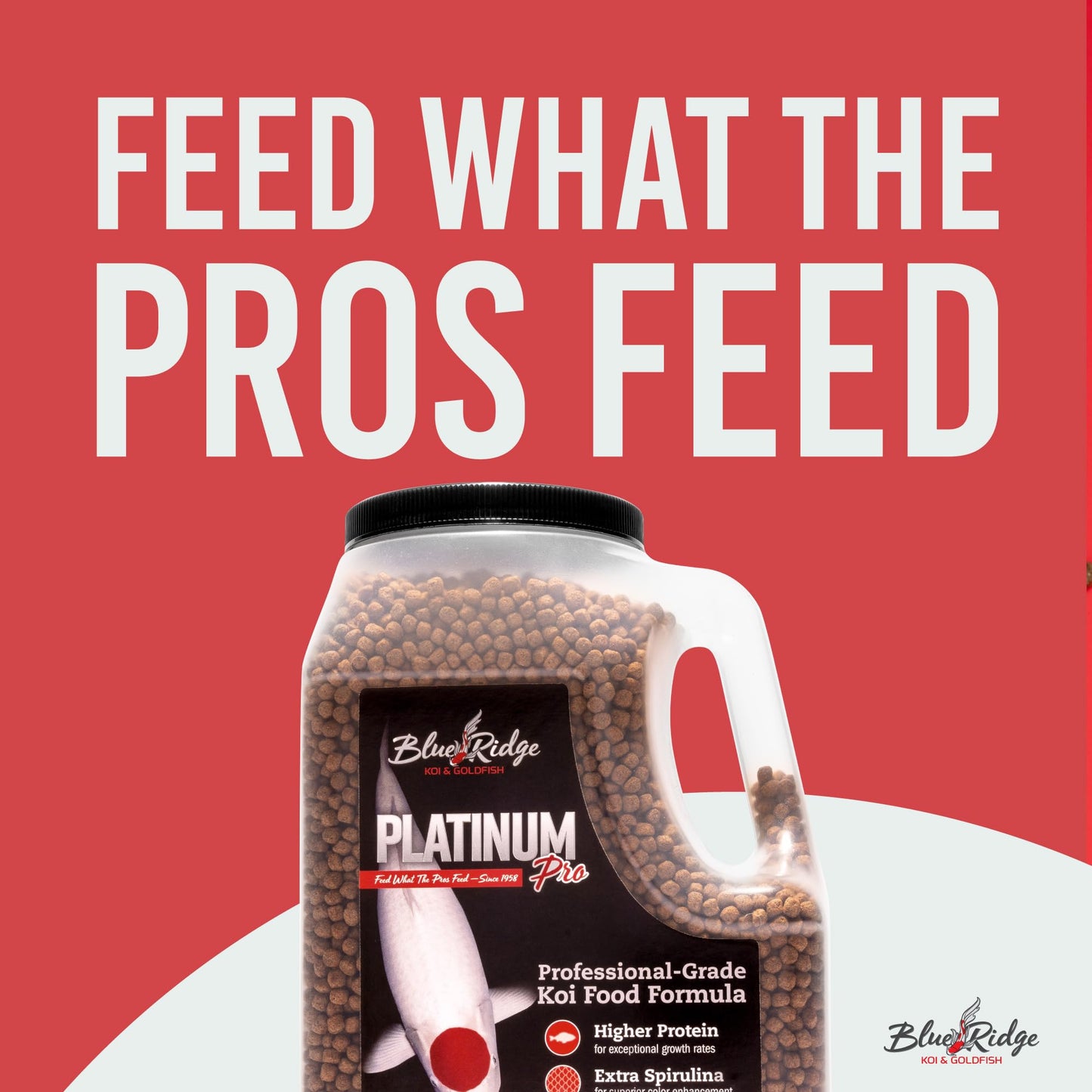 Blue Ridge Koi Fish Food 14lb - Koi Food 3/16” Platinum Pro Formula Goldfish Food, Premium Fish Food for Ponds, Ponds Fish Food, Floating Pond Pellet