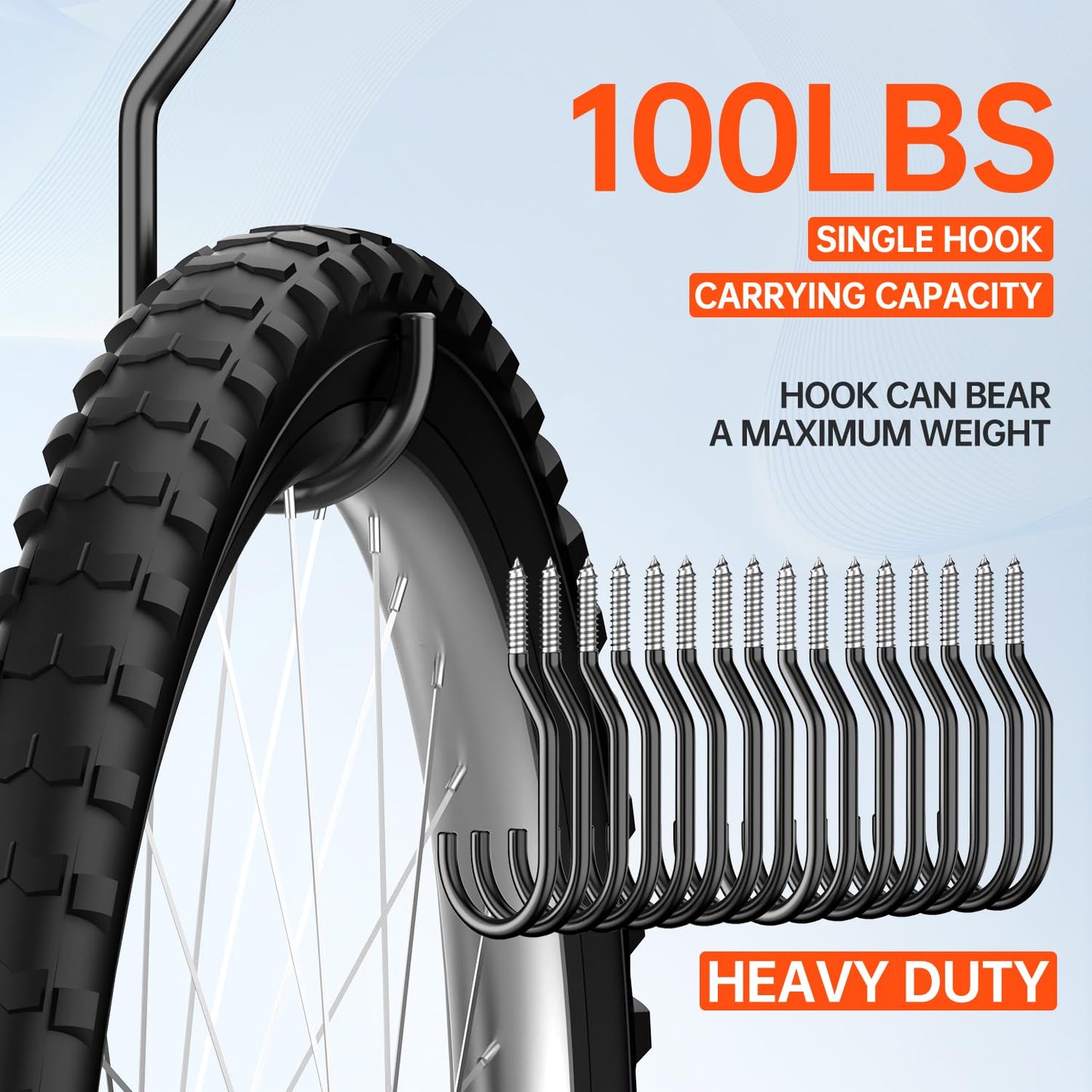 8-Pack Heavy Duty Bike Hook, Loading Capacity 100 LBS, 6 inch, Bike Hooks for Garage Wall and Garage Ceiling