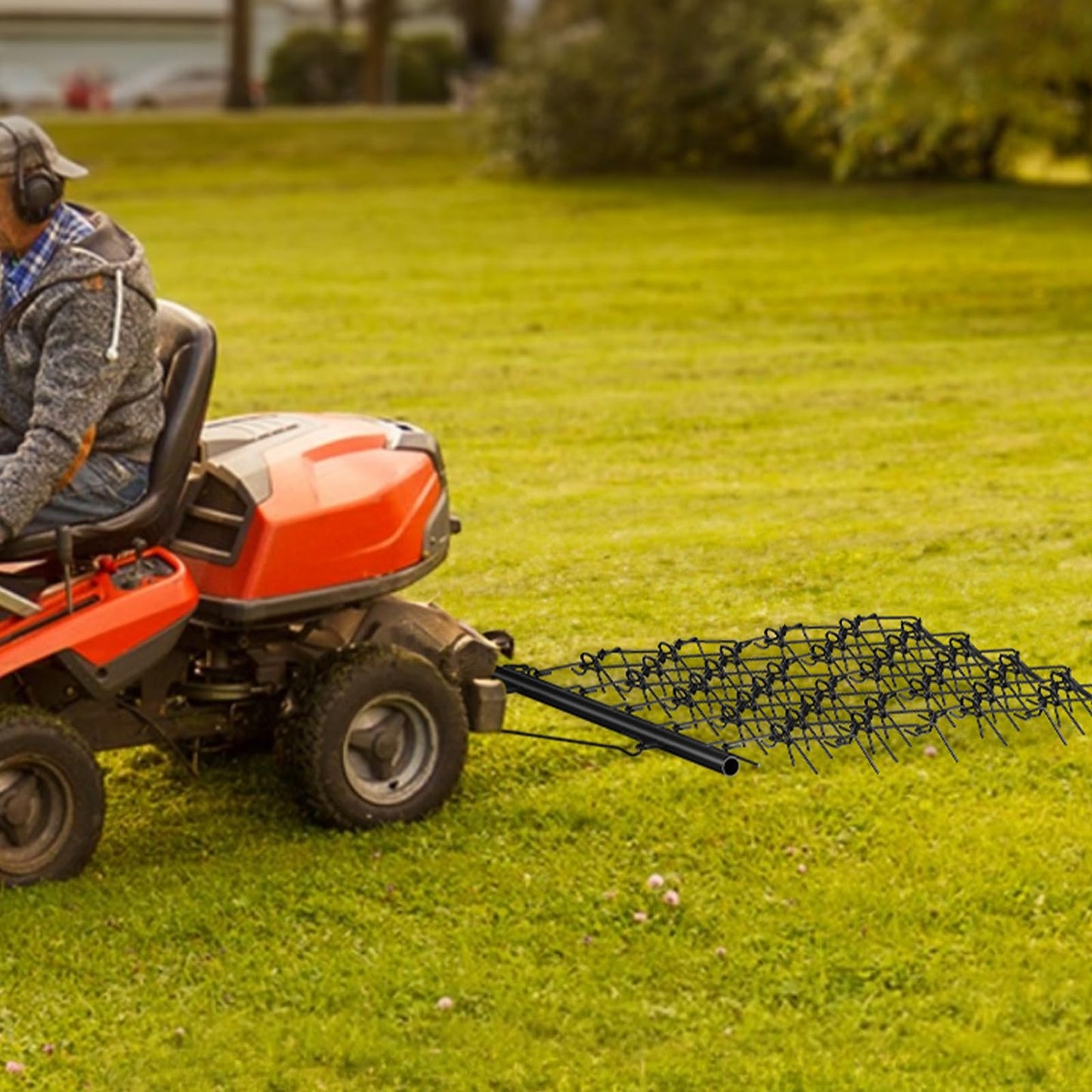 VEVOR 4' x 5' ATV Drag Harrow, Q235 Steel UTV Tractor Attachments for Landscape Leveling or Sod Prepping, Towable Grader for Gravel Driveway, Garden, Farm, Field Black