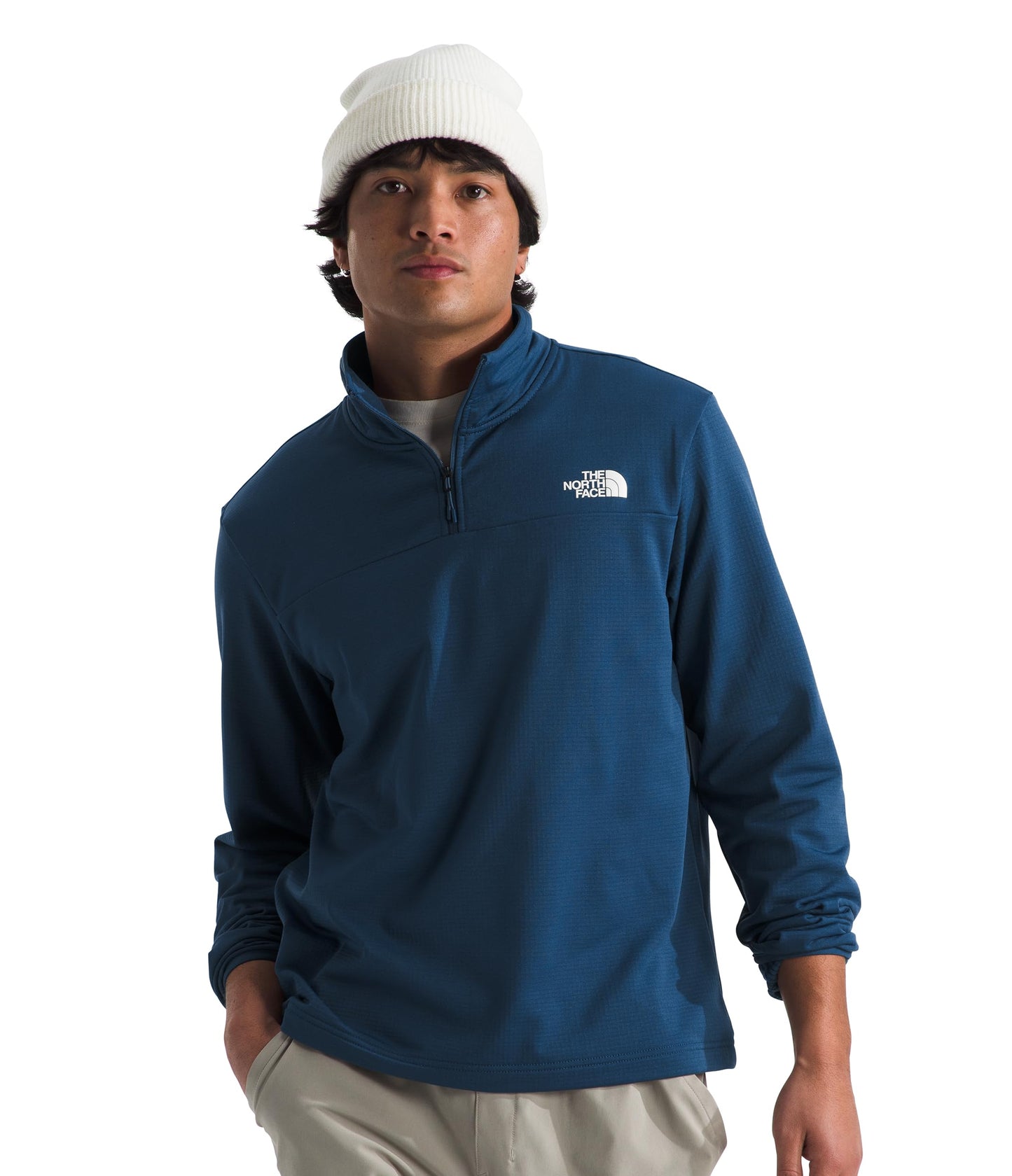 THE NORTH FACE Men's Cedar Trail Grid Fleece Quarter Zip Jacket | Cold Weather Top With Durable, Reinforced Bindings