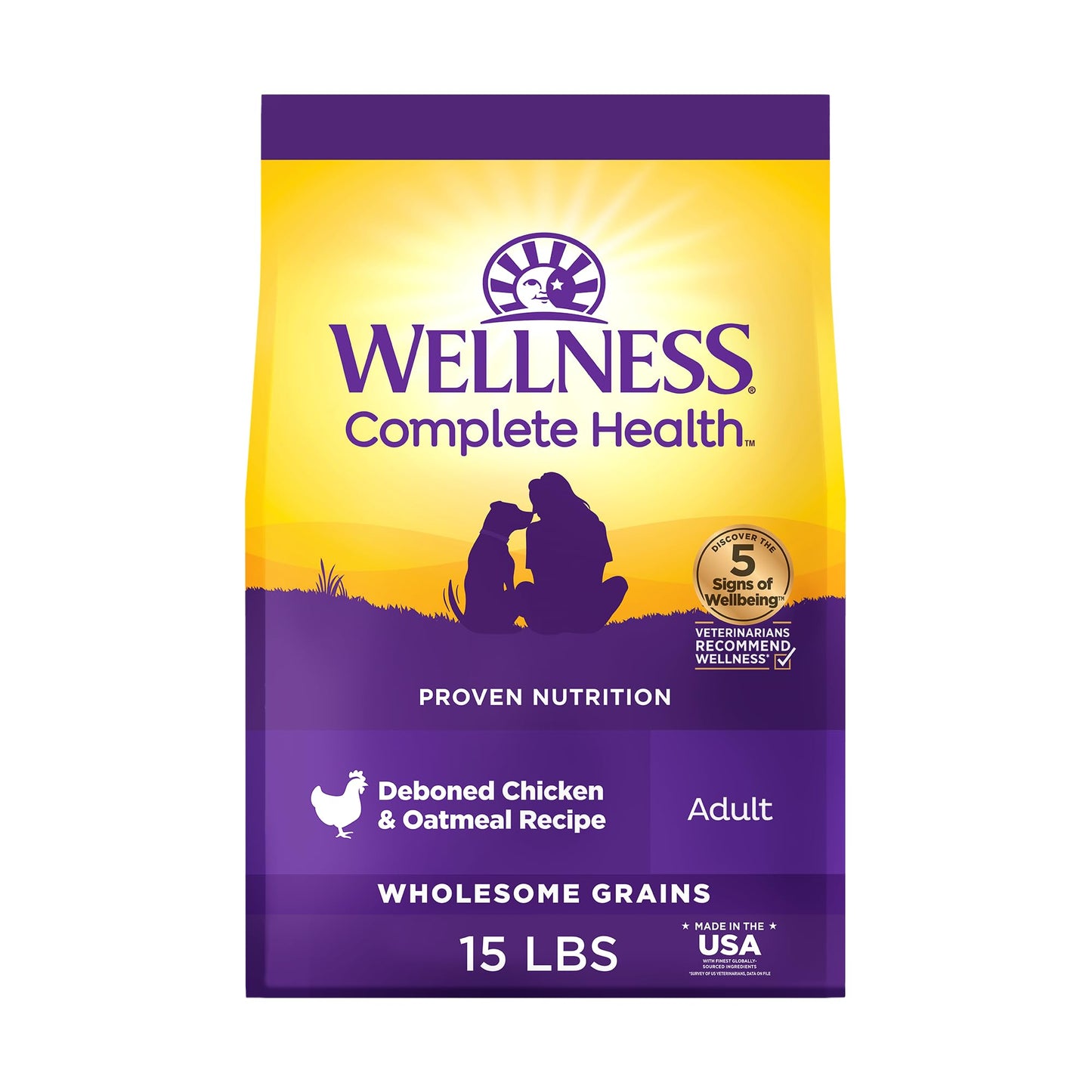 Wellness Complete Health Dry Dog Food, Wholesome Grains, Natural, Lamb & Barley Recipe, (30-Pound Bag)