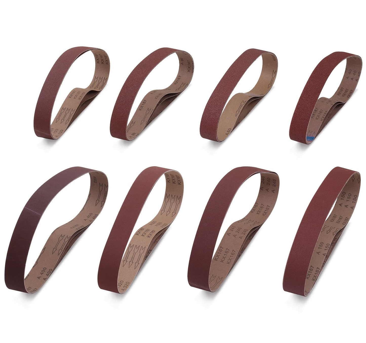 S SATC 3x18 Sanding Belts 20PCS Belt Sander Paper Aluminum Oxide (3 Each of 60/80/120/150/240/400 Grits & 2 of 40 Grits) Ideal for Wood Metal Paint Sanding