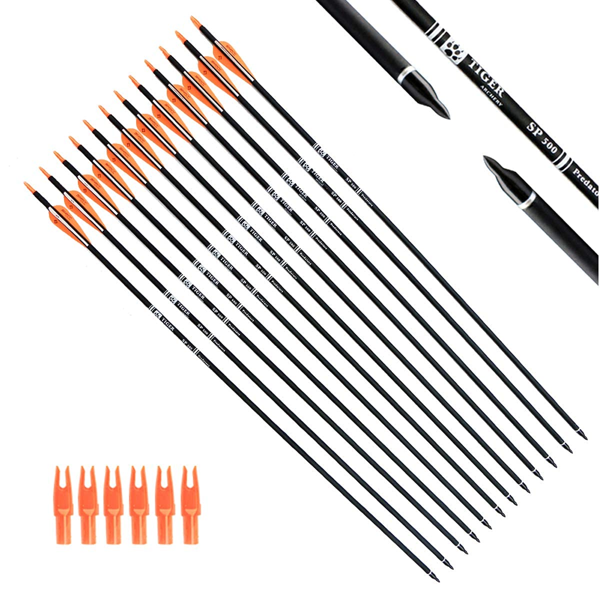 30Inch Carbon Arrow Practice Hunting Arrows with Removable Tips for Compound & Recurve Bow(Pack of 12)