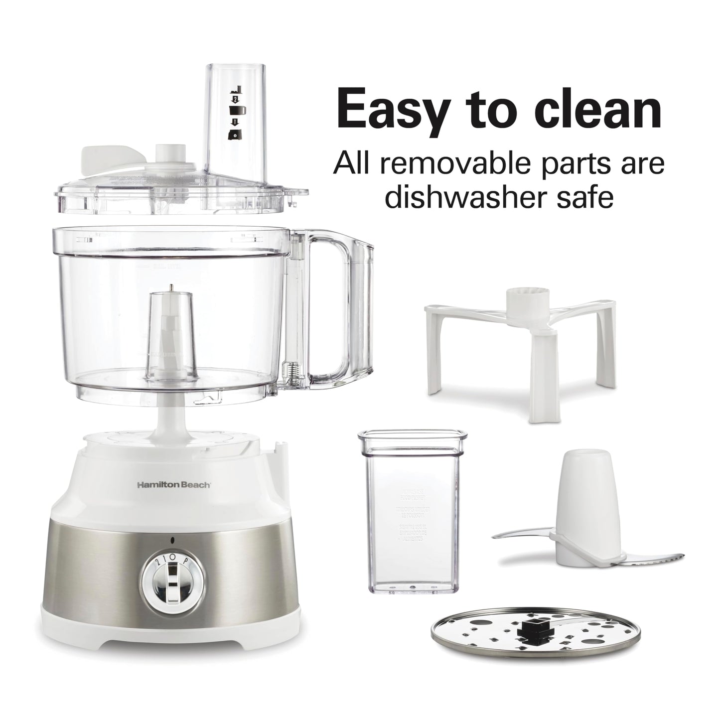 Hamilton Beach Food Processor & Vegetable Chopper for Slicing, Shredding, Mincing, and Puree, 10 Cups + Easy Clean Bowl Scraper, Black and Stainless Steel (70730)
