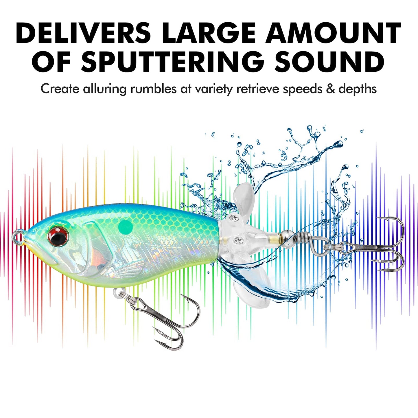 TRUSCEND PoPobait Plopper with BKK Hooks, Top Water Fishing Lures for Bass Walleye Pike Catfish Musky Perch, Floating Lure for Freshwater or Saltwater, Amazing Teasers Fishing Gifts for Family Fishing