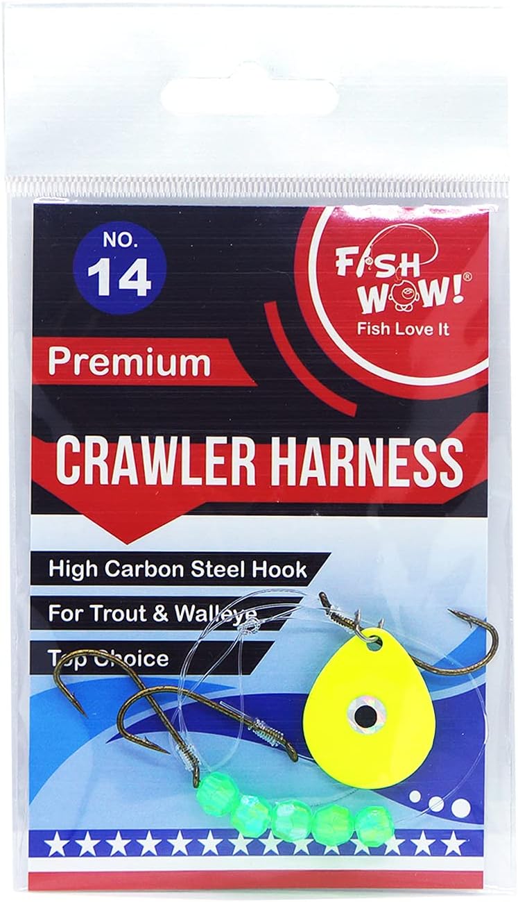 14 Packs 7 Styles Crawler Harness Walleye Spinner Rig 1-Hook, 2-Hook, 3-Hook