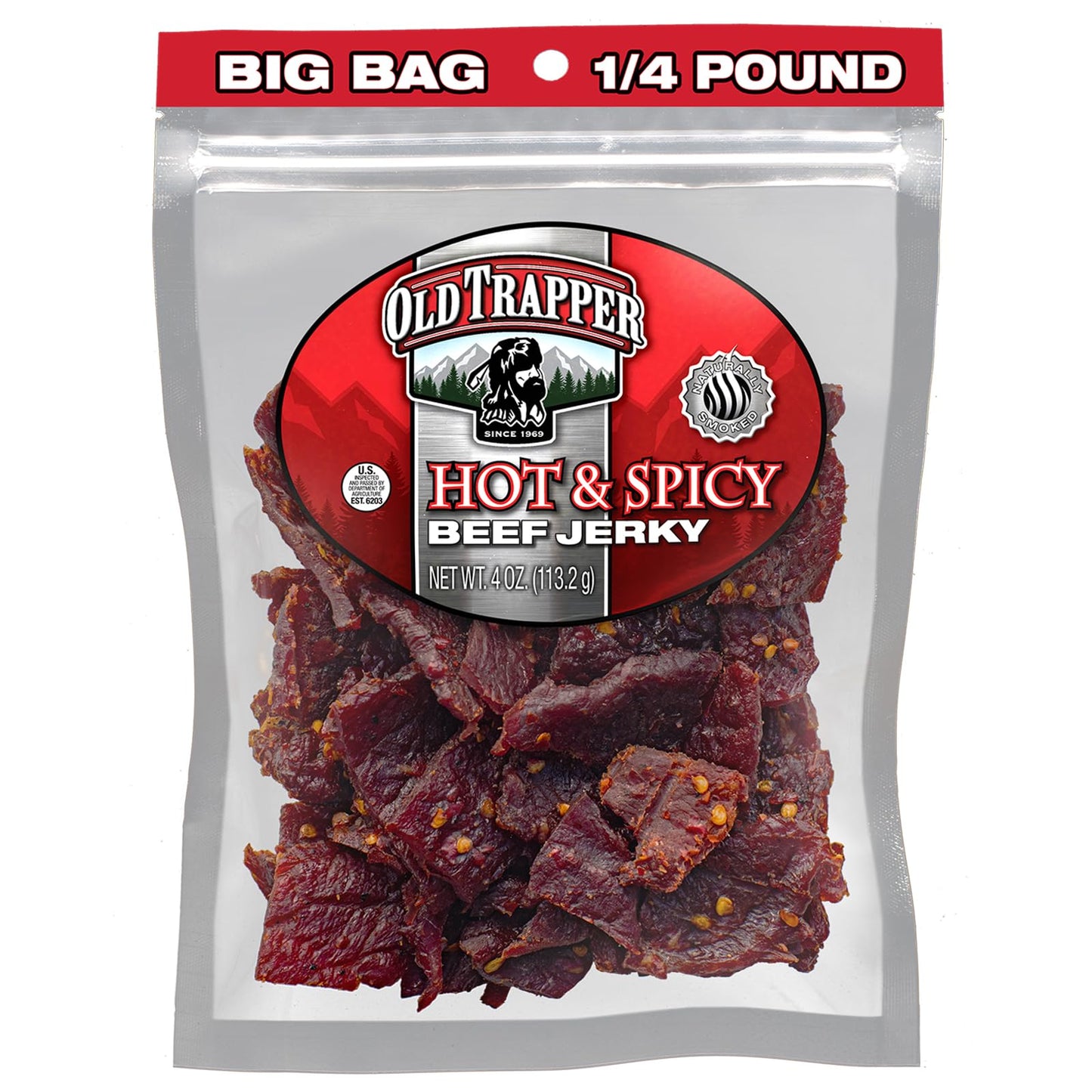 Old Trapper Beef Jerky, Old-Fashioned 10-Ounce Bag, Tender Meat Snacks for Lunches or Between Meals, 11 Grams of Protein, Zero Grams of Fat, and 70 Calories per Ounce (Pack of One)