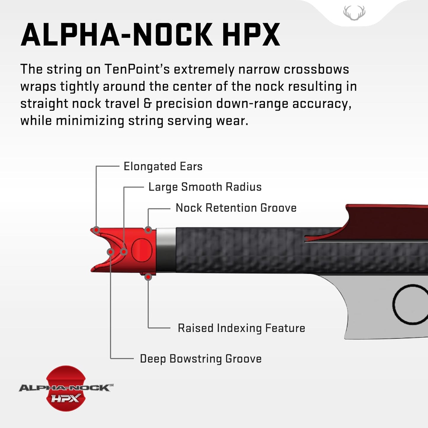 TenPoint CenterPunch HPX - Pack of Six - Non-Lighted 20” Carbon Arrows with Alpha-Nock HPX - Compatible with All TenPoint & Wicked Ridge Crossbows