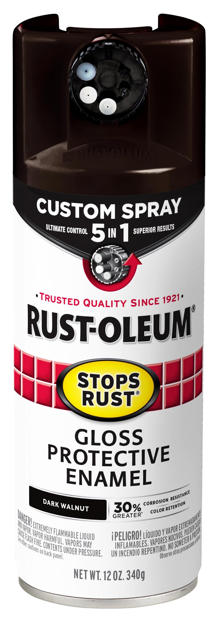 Rust-Oleum 376892 Stops Rust Custom Spray 5-in-1 Spray Paint, 12 oz, Gloss Leather Brown