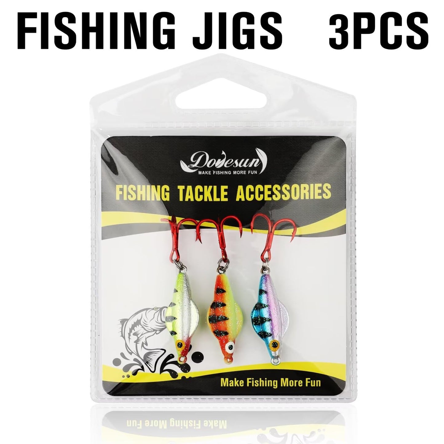 Dovesun Ice Fishing Jigs Ice Fishing Lures Kit Rattling Glow Ice Fishing Spoons for Bass Crappie Panfish Mens Fishing Gifts 15PCS/4PCS/3PCS