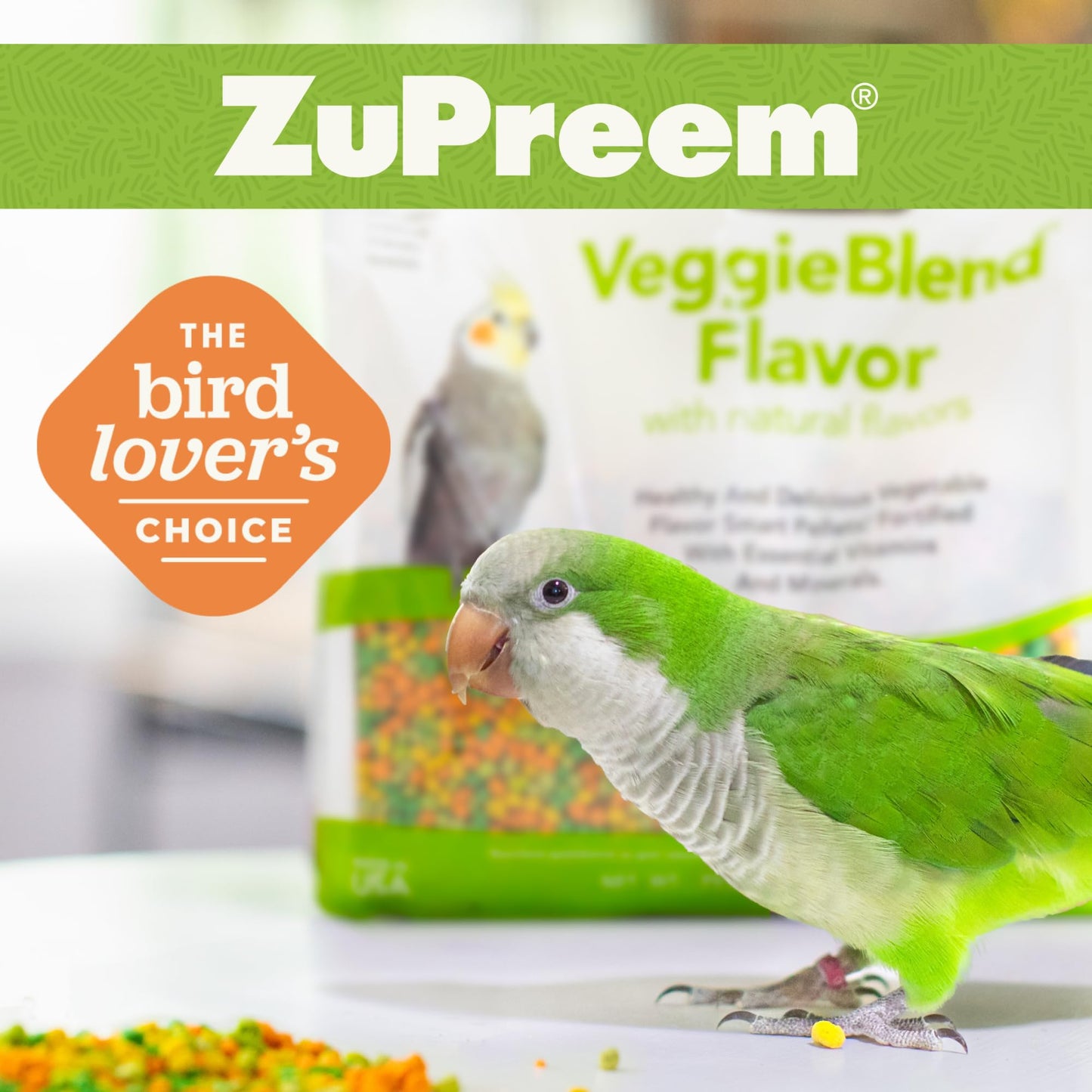 ZuPreem Sensible Seed Bird Food, Cockatiel, Lovebird, Quaker, Small Conure, Seed and Pellet Blend for Medium Birds, Food Mixer Topper, Enriching Variety, Made in the USA, (M, 2 lbs)