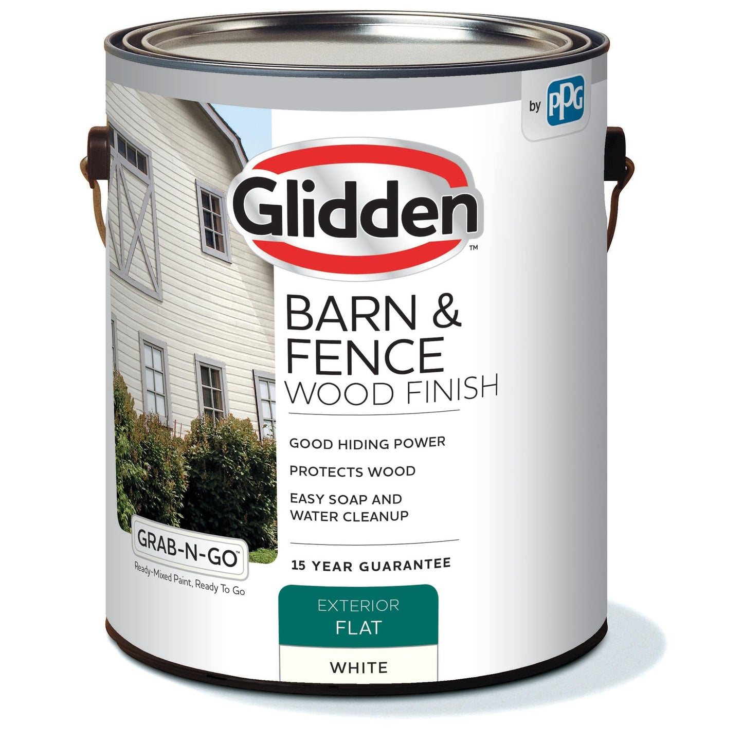 Glidden Latex Paint, Barn and Fence, 4098F/01, Flat, Exterior, 1 gal, White