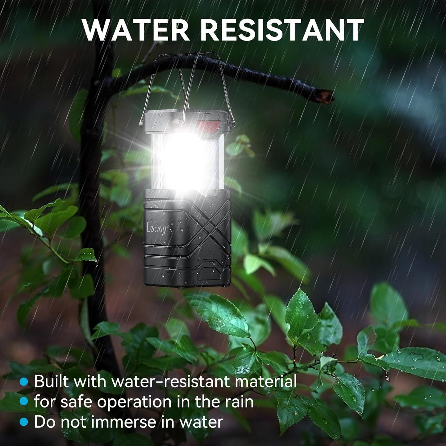 LETMY 4 Pack Camping Lantern, Rechargeable LED Lanterns, Solar Lantern Battery Powered Hurricane Lantern Flashlights with 3 Powered Ways & USB Cable for Emergency, Power Outage, Hurricane Supplies