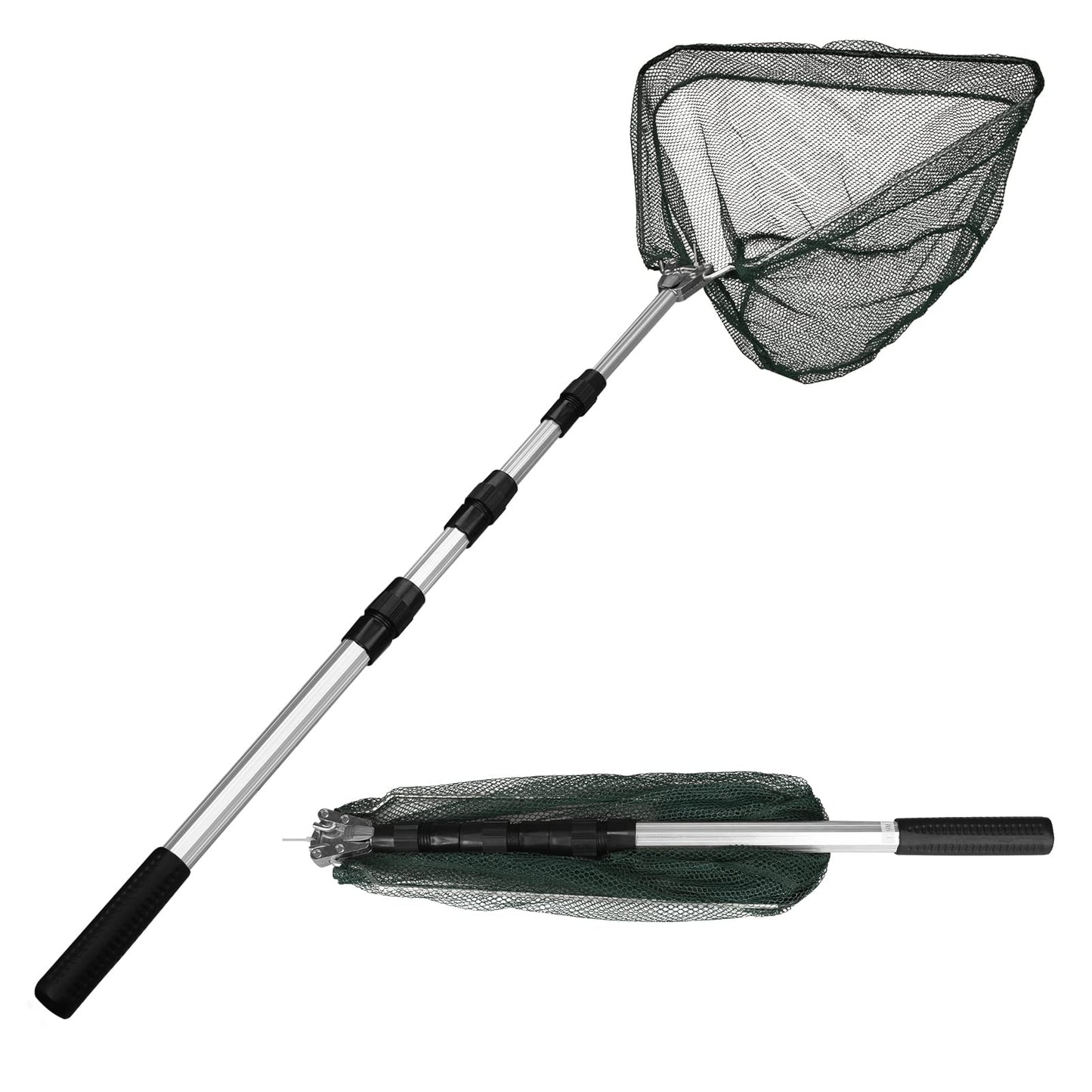 Yeahmart Fishing Net Minnow Nets with Aluminum Collapsible Telescopic Fishing Pole Handle and Nylon Mesh, Small Fishing Landing Net for Saltwater Freshwater, Kids, Men, Women, Extends to 21-75 inch