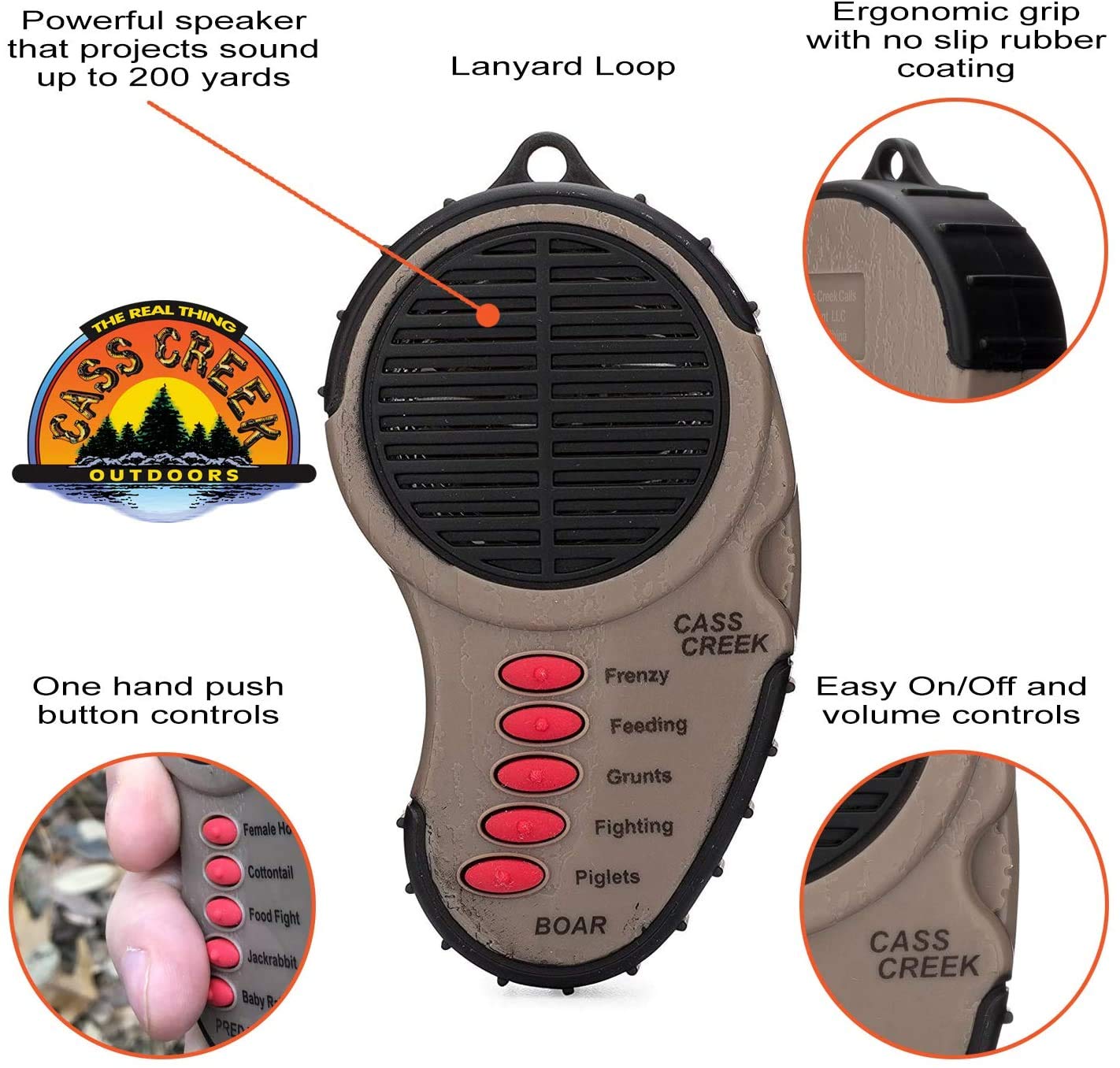 Cass Creek Ergo Call, Handheld Electronic Hunting Call, Compact Design, 5 Authentic Calls in 1, Expert Calls for Everyone
