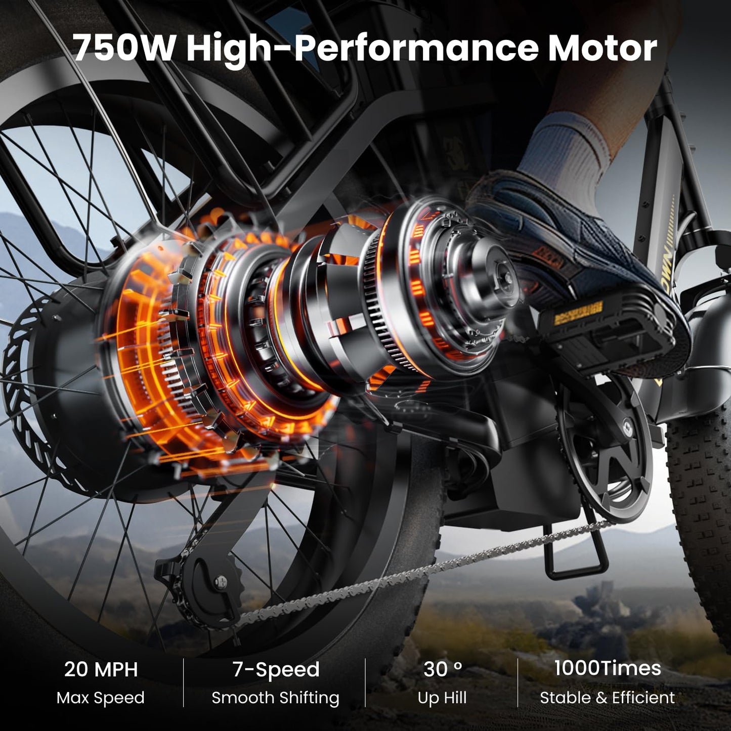 Electric Bike for Adults,Peak 1000W/1500W Motor,20/28MPH 55-150Mile ebikes for Adults with 10.4AH/13AH/26AH Battery,20" Fat Tire Electric Dirt Bike Commuting Off Road Ebike, UL2849