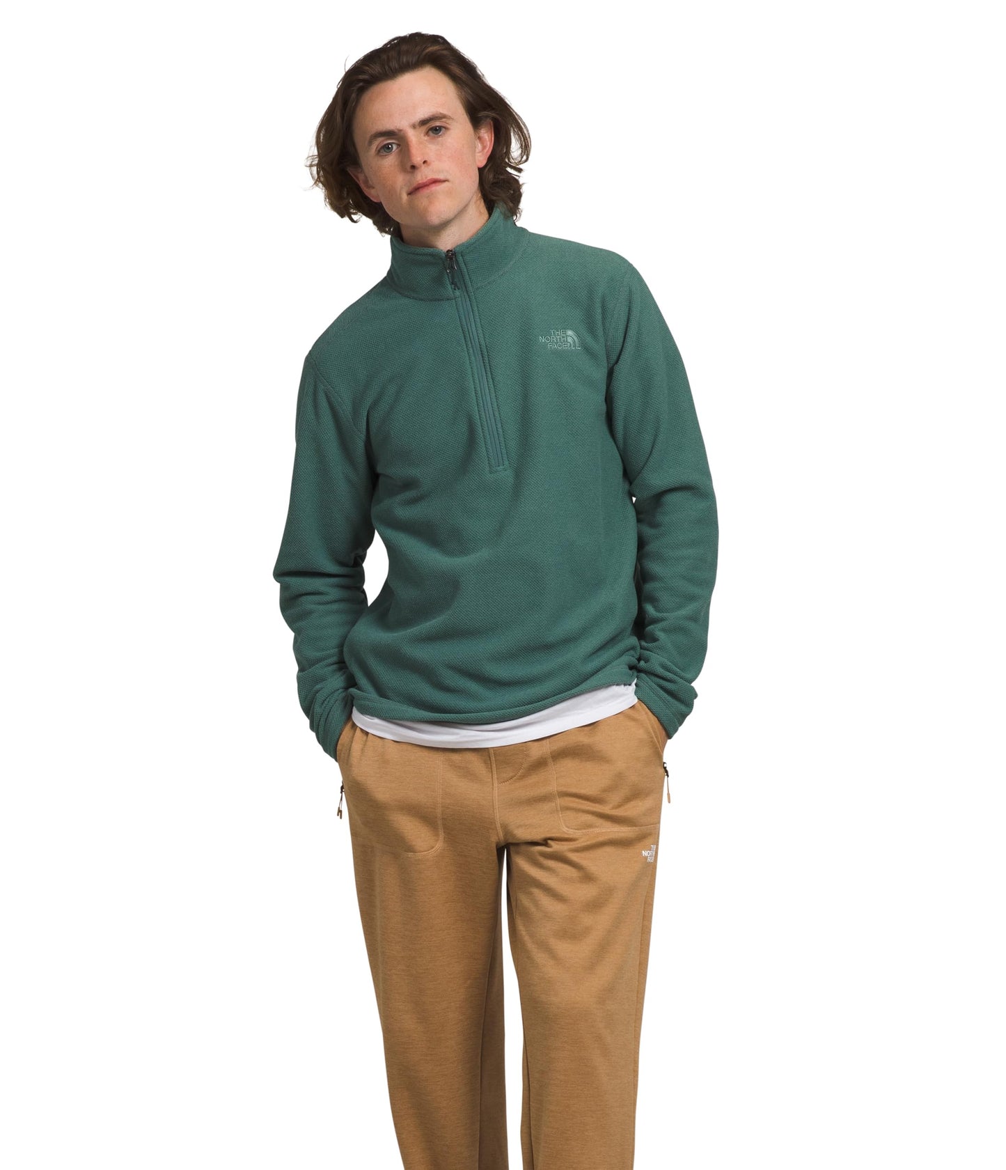 THE NORTH FACE Men's Textured Cap Rock 1/4 Zip Pullover | Fleece Jacket, Fold Over Collar & Embroidered Logo