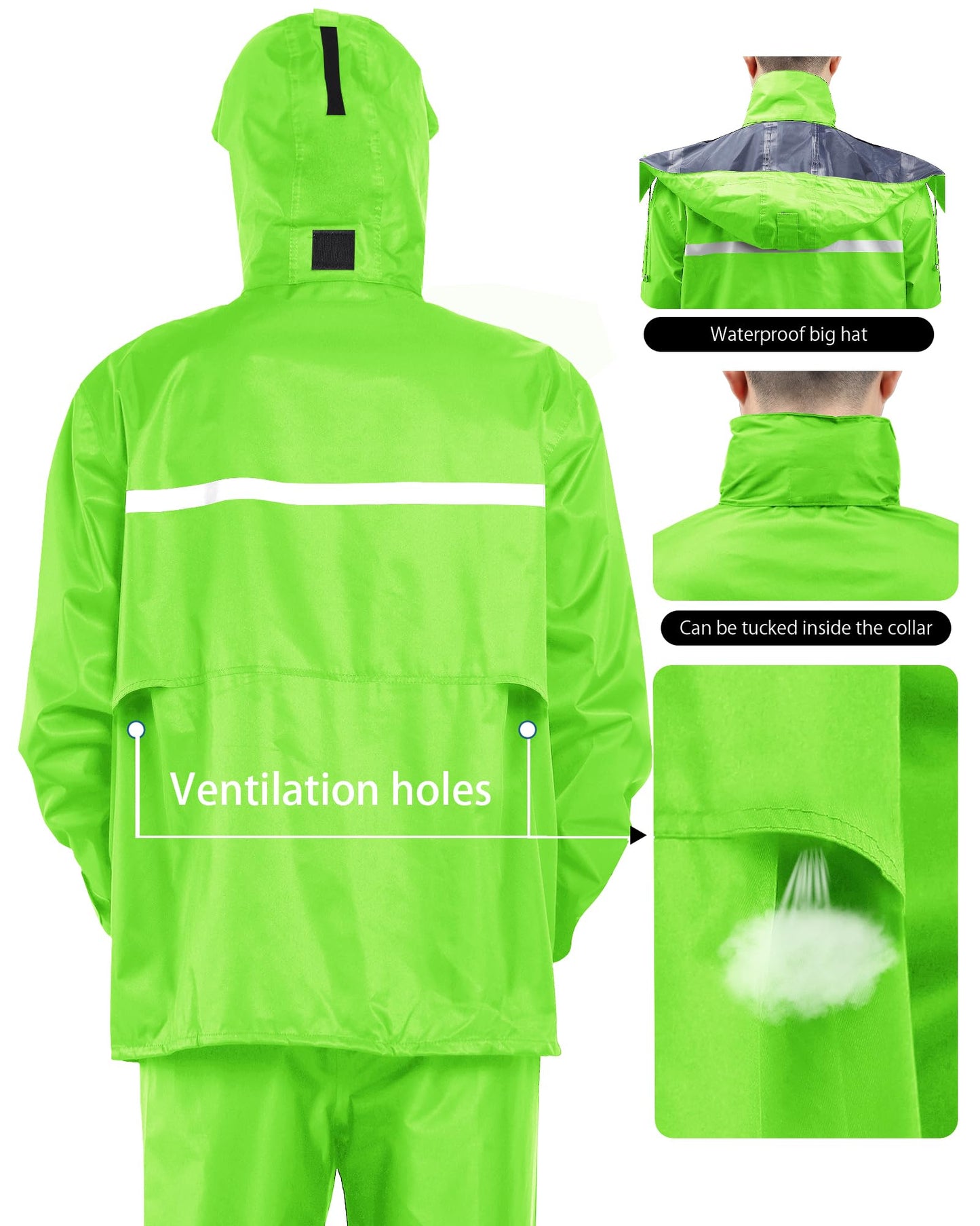 iCreek Rain Suit Waterproof Jacket and Trouser Suit Raincoat for Men and Women Outdoor All-Sport Breathable Anti-storm