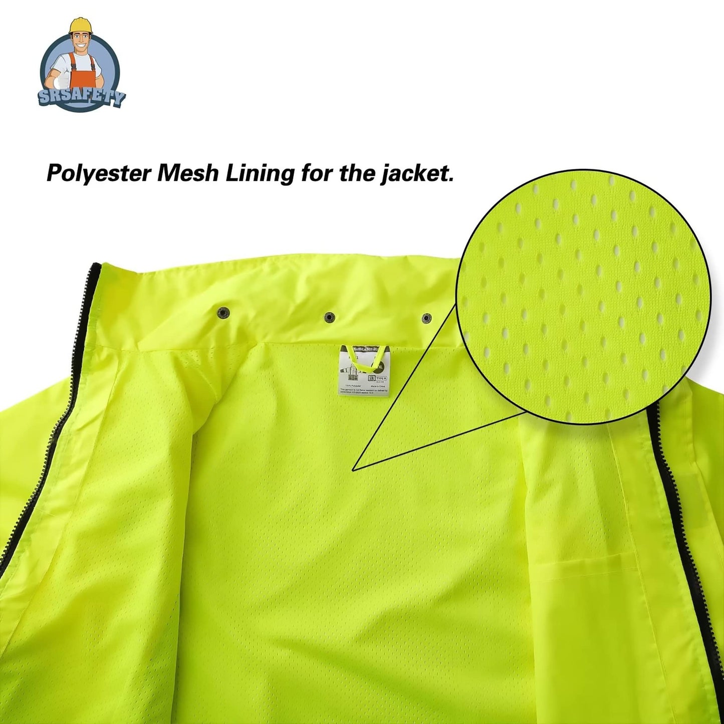 SRsafety High Visibility Rain Gear, Class 3 High Visibility Work Rain Gear for Men, Construction Rain Suits
