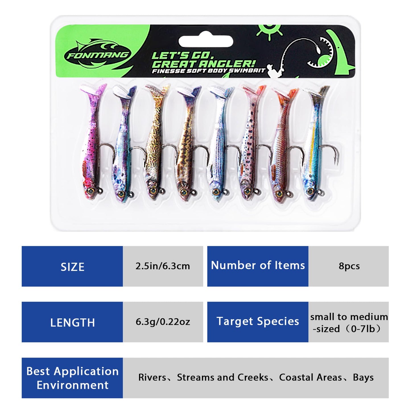 2.5/3.5In Swim Baits for Bass Fishing, Pre-Rigged Jig Heads Soft Plastic Walleye Fishing Lures, Paddle Tail Swimbaits for Bass Fishing, Fishing Bait for Freshwater Saltwater Gifts