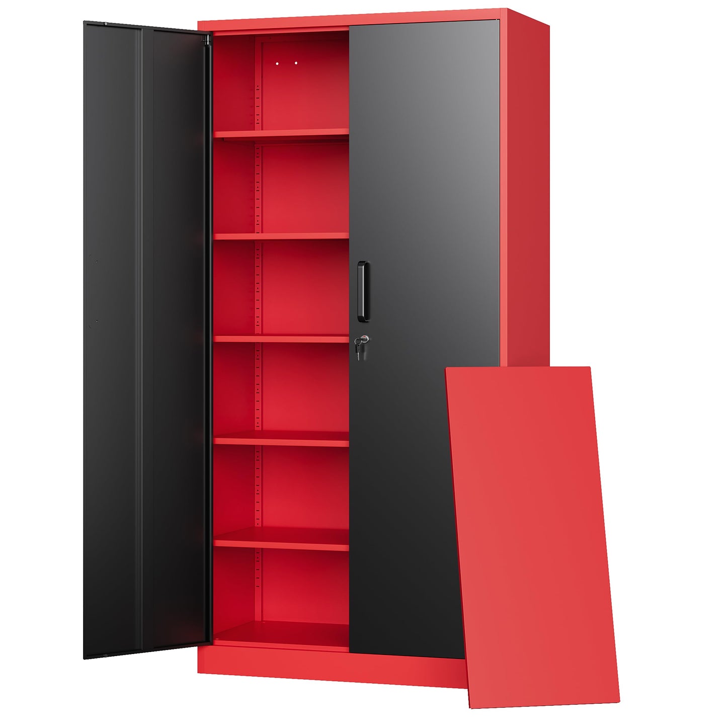 Letaya Metal Garage Storage Cabinets with Lock-72 Tall Tool Organizer Steel Lockers, 5 Adjustable Layers Shelves for Home,Office,Warehouse,Garage,(Black-72“)