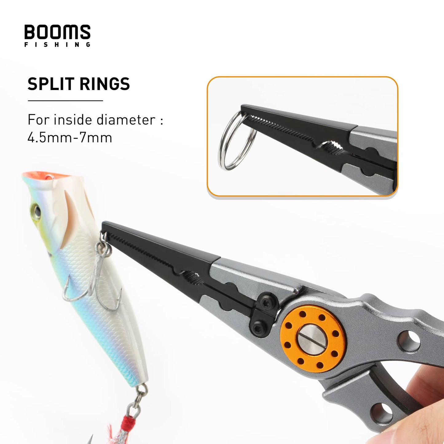 Booms Fishing X1 Aluminum Fishing Pliers Saltwater, Surf Fishing Tackle Kit, Fishing Multitool Hook Remover Braided Fishing Line Cutting and Split Ring with Coiled Lanyard and Sheath