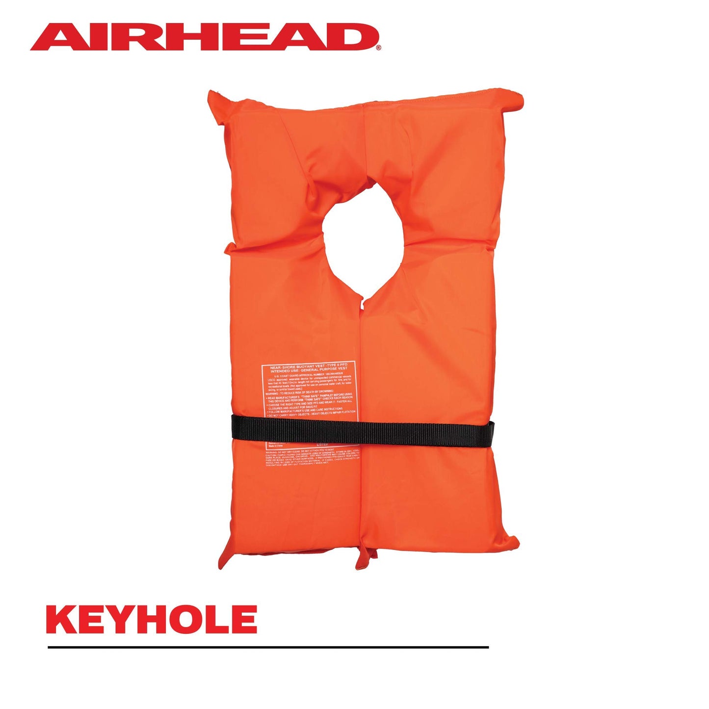 Airhead Adult Type II Keyhole Life Jacket, Multiple Colors and Sizes, Coast Guard Approved